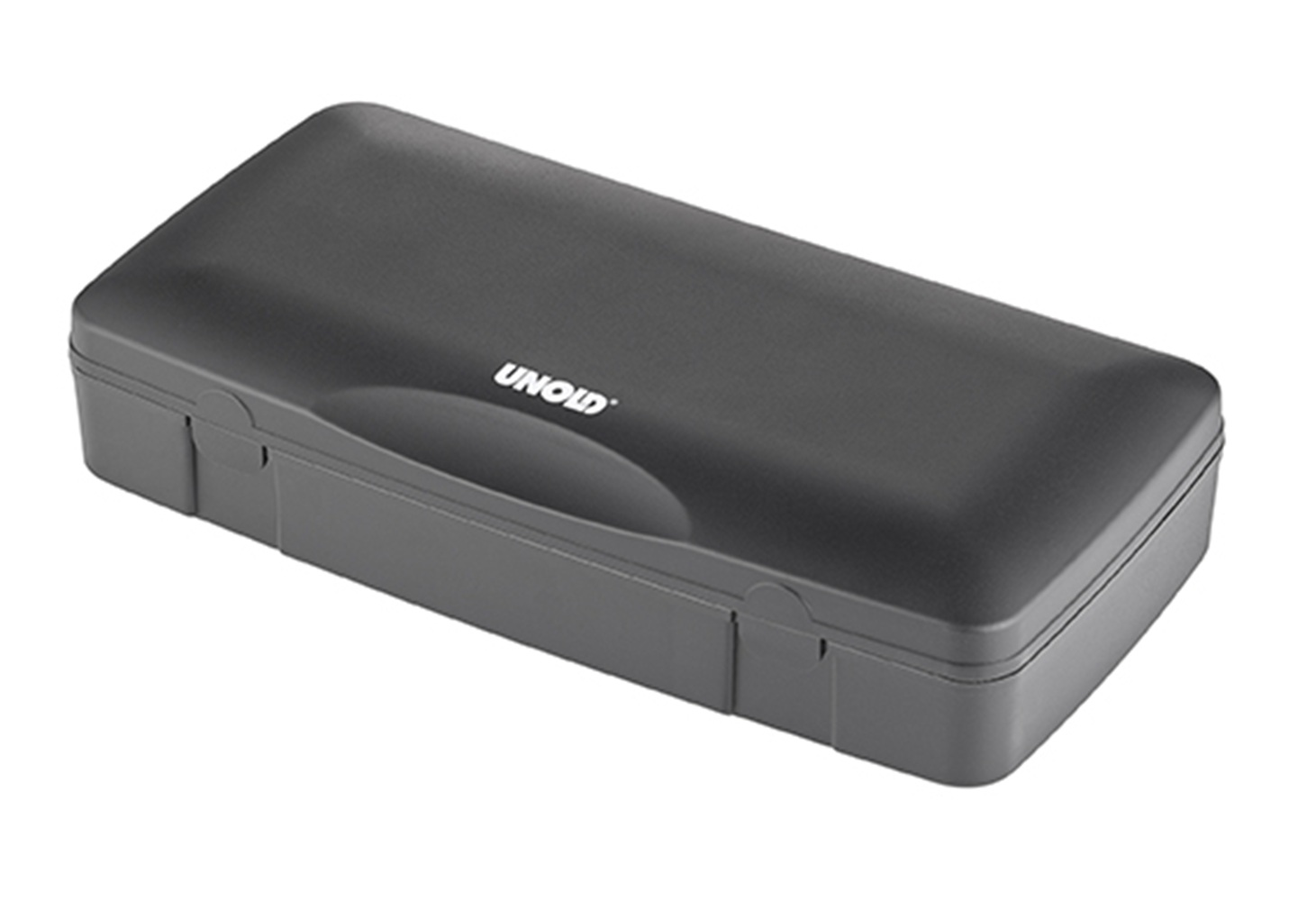 Zamknięte, ciemne etui UNOLD na białym tle.