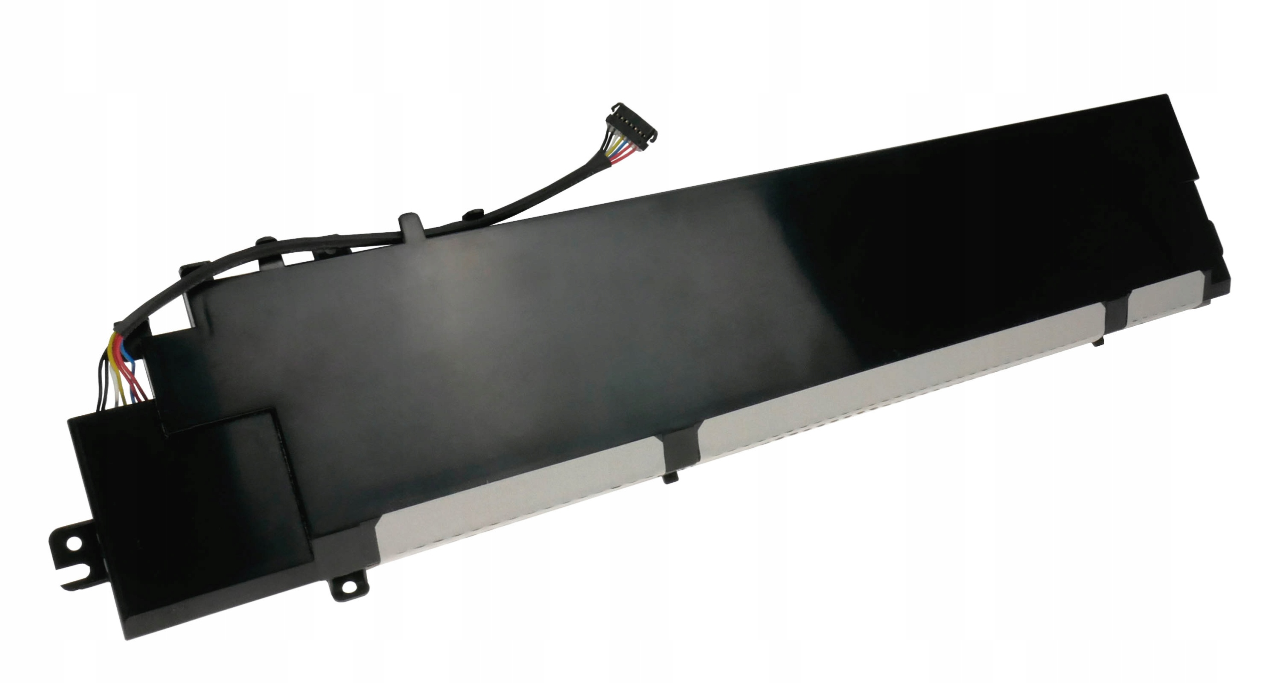 Czarna bateria do laptopa z kablem i złączem.