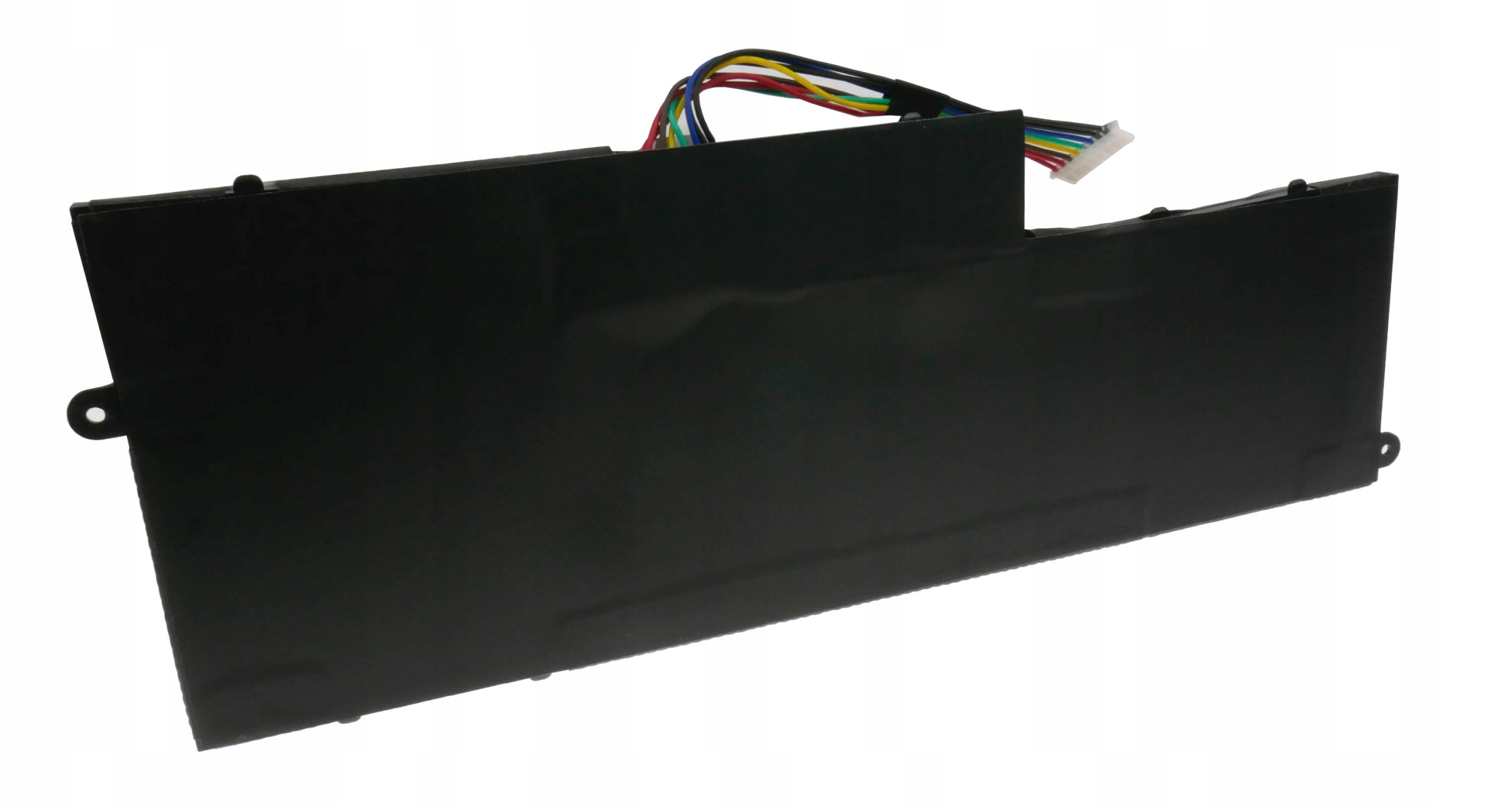 Czarna bateria do laptopa z kolorowymi przewodami.