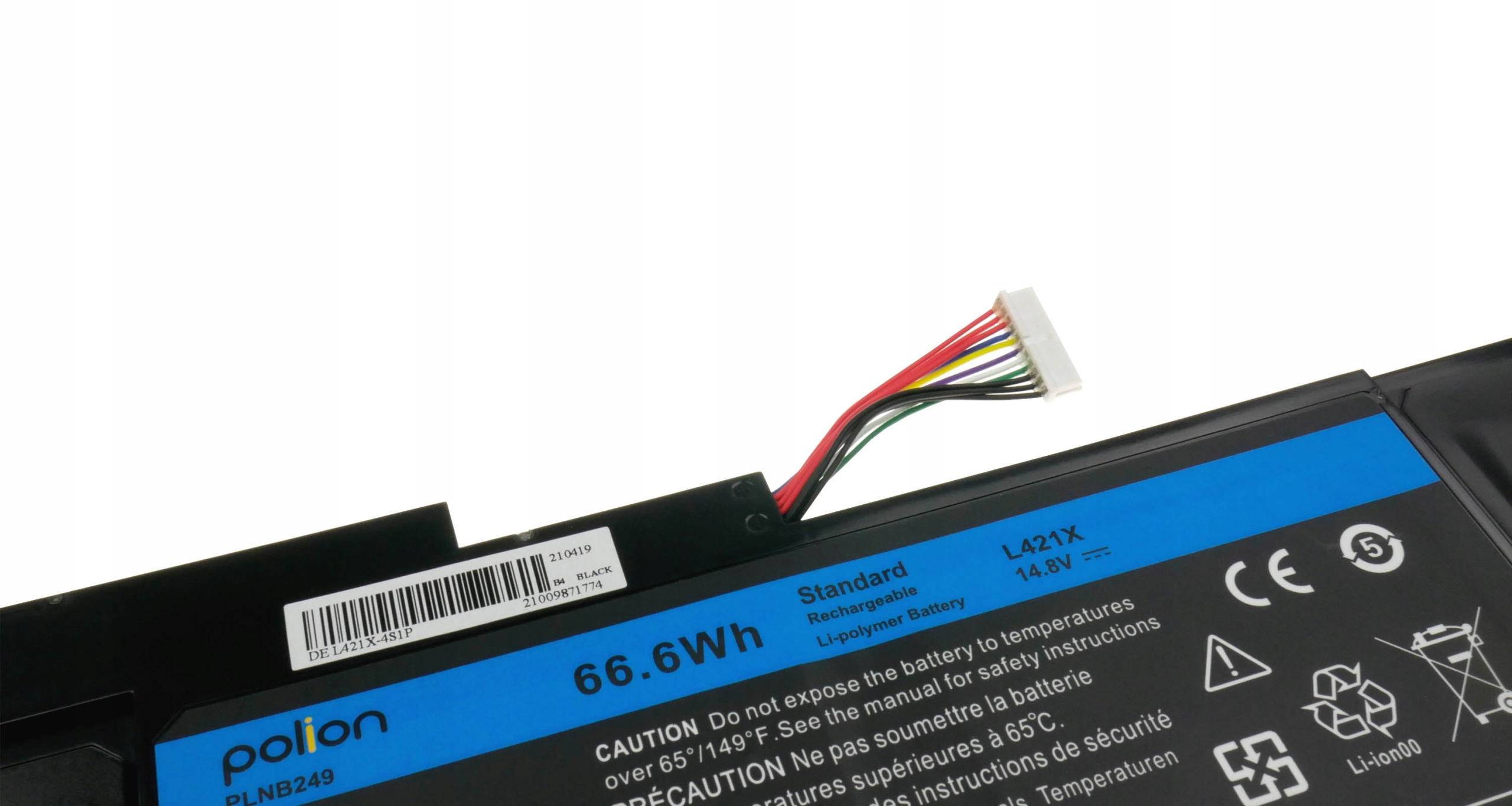Bateria laptopa z kablami i etykietami, 66,6Wh, 14,8V.