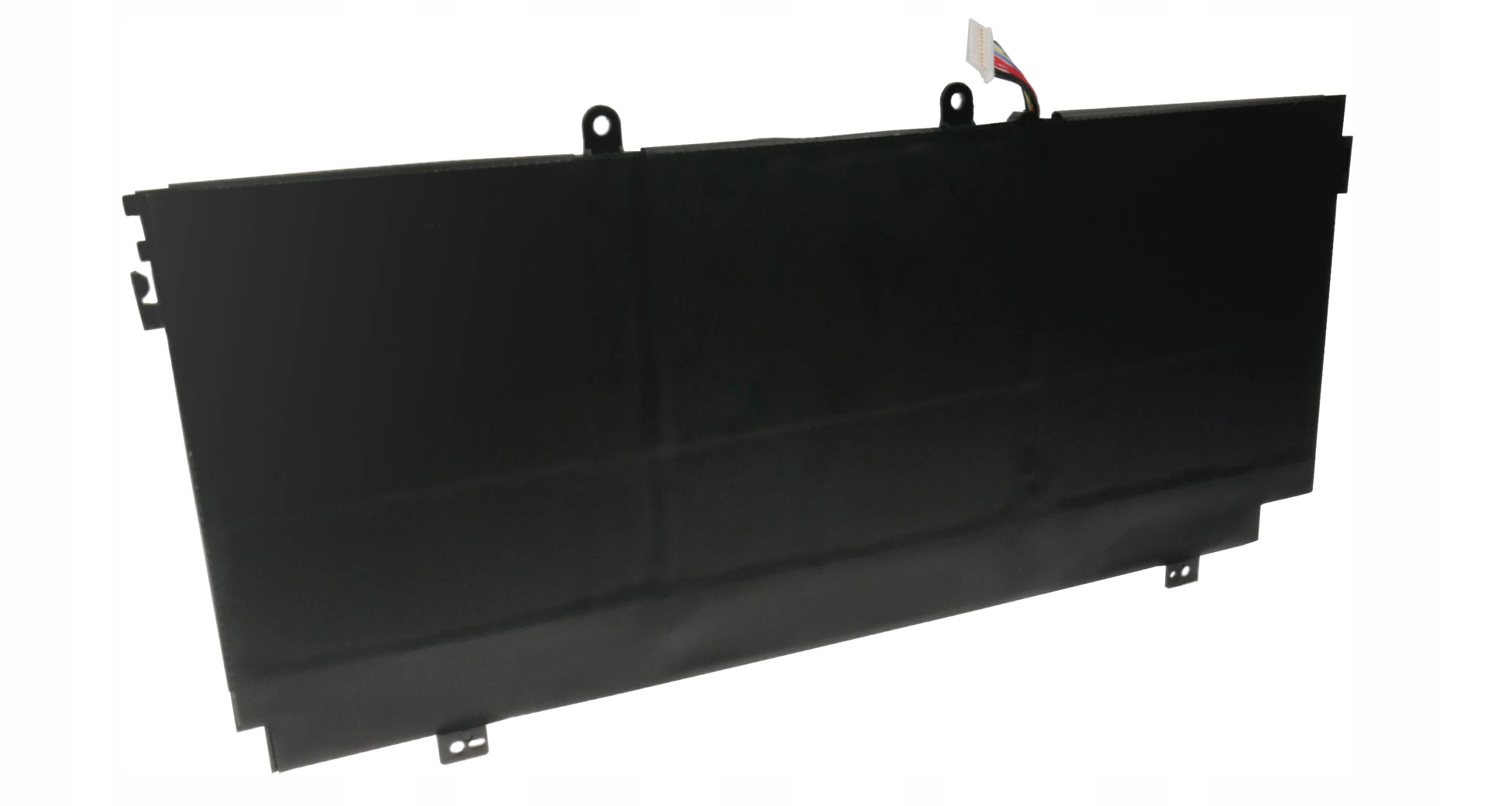 Czarna bateria do laptopa z kablami i otworami montażowymi.