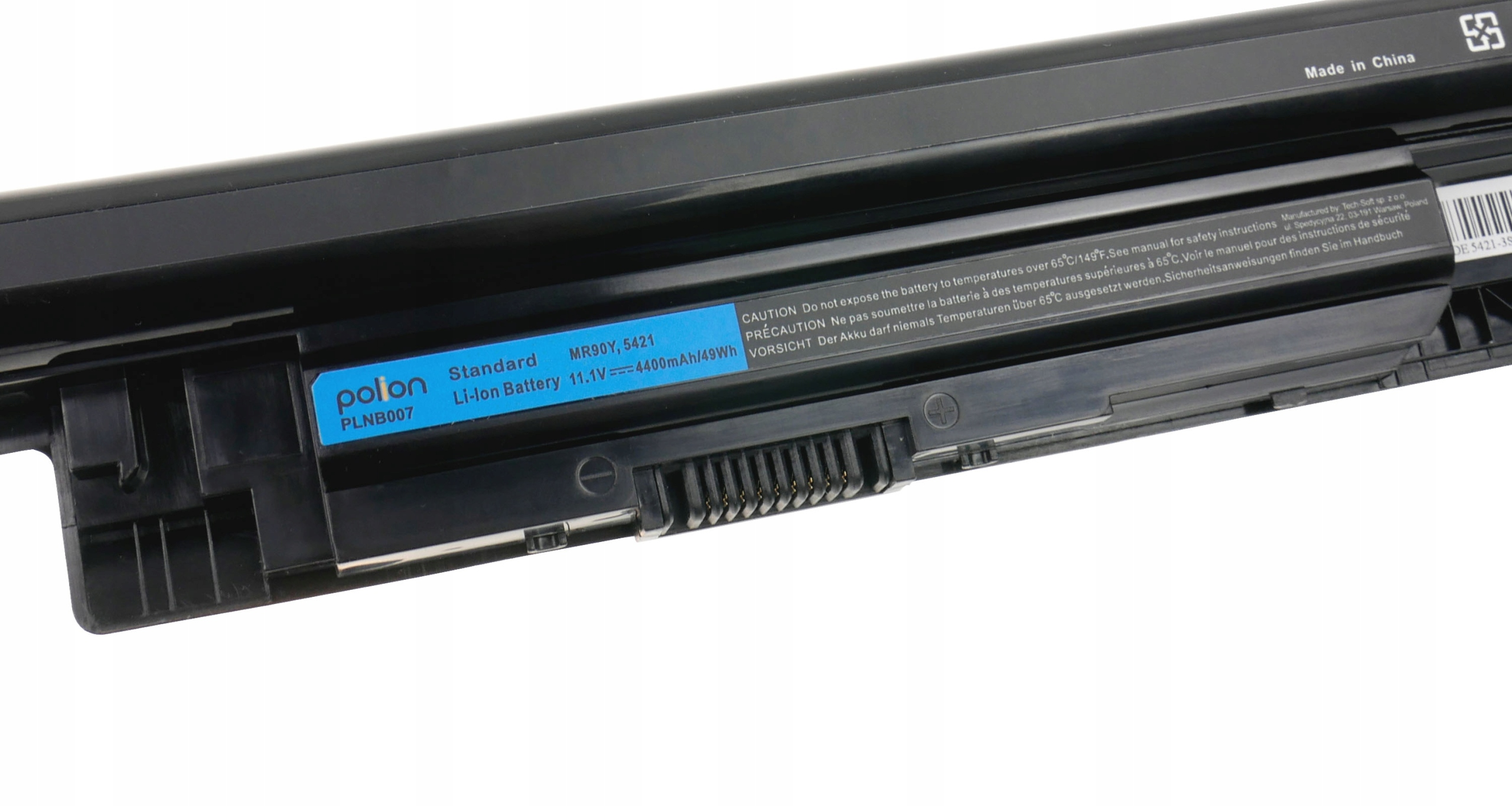 Czarna bateria do laptopa, model PLNB007, 11.1V, z niebieską etykietą.