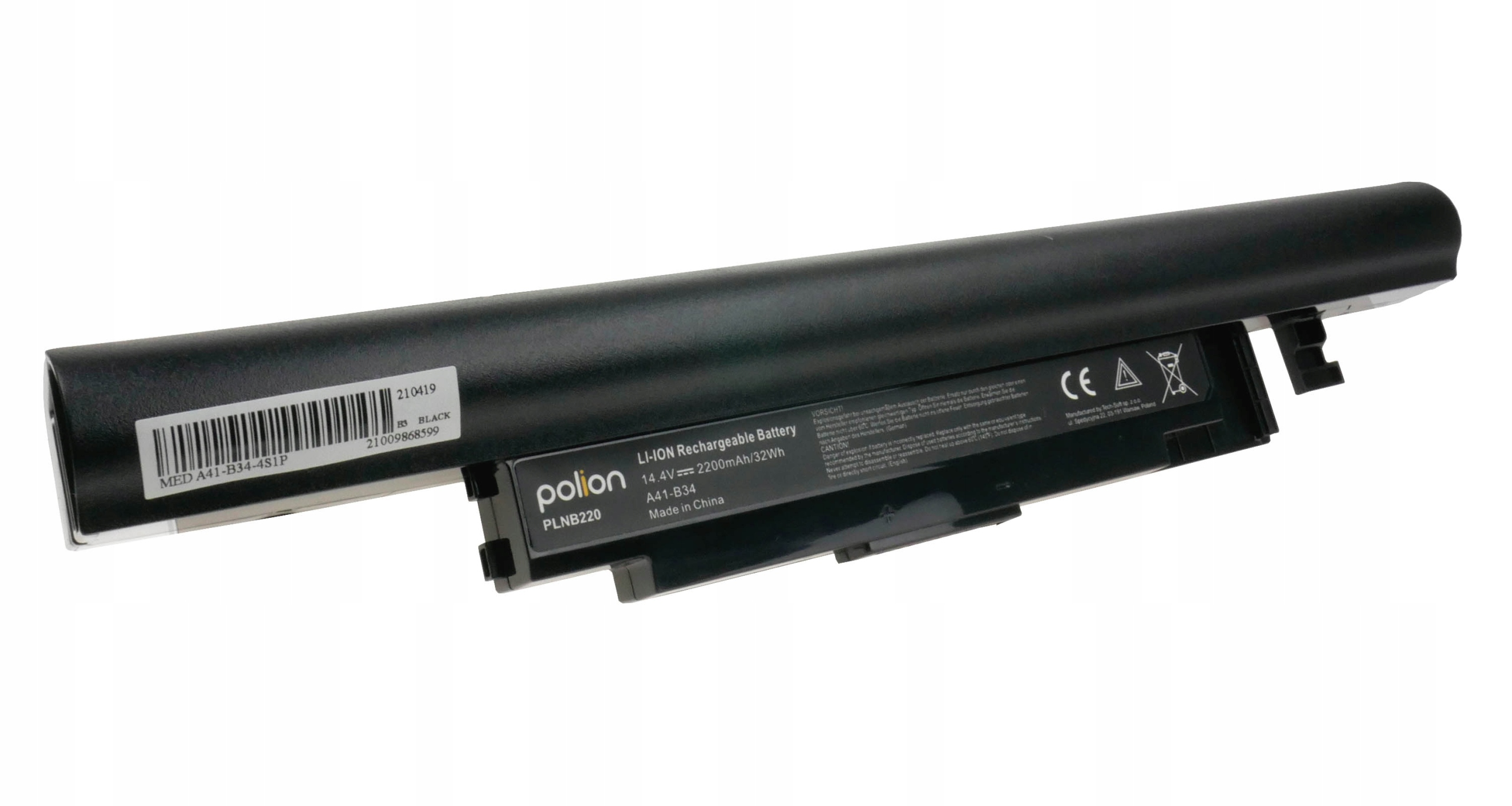 Czarny akumulator Li-Ion do laptopa, model A41-B34, PLNB220.