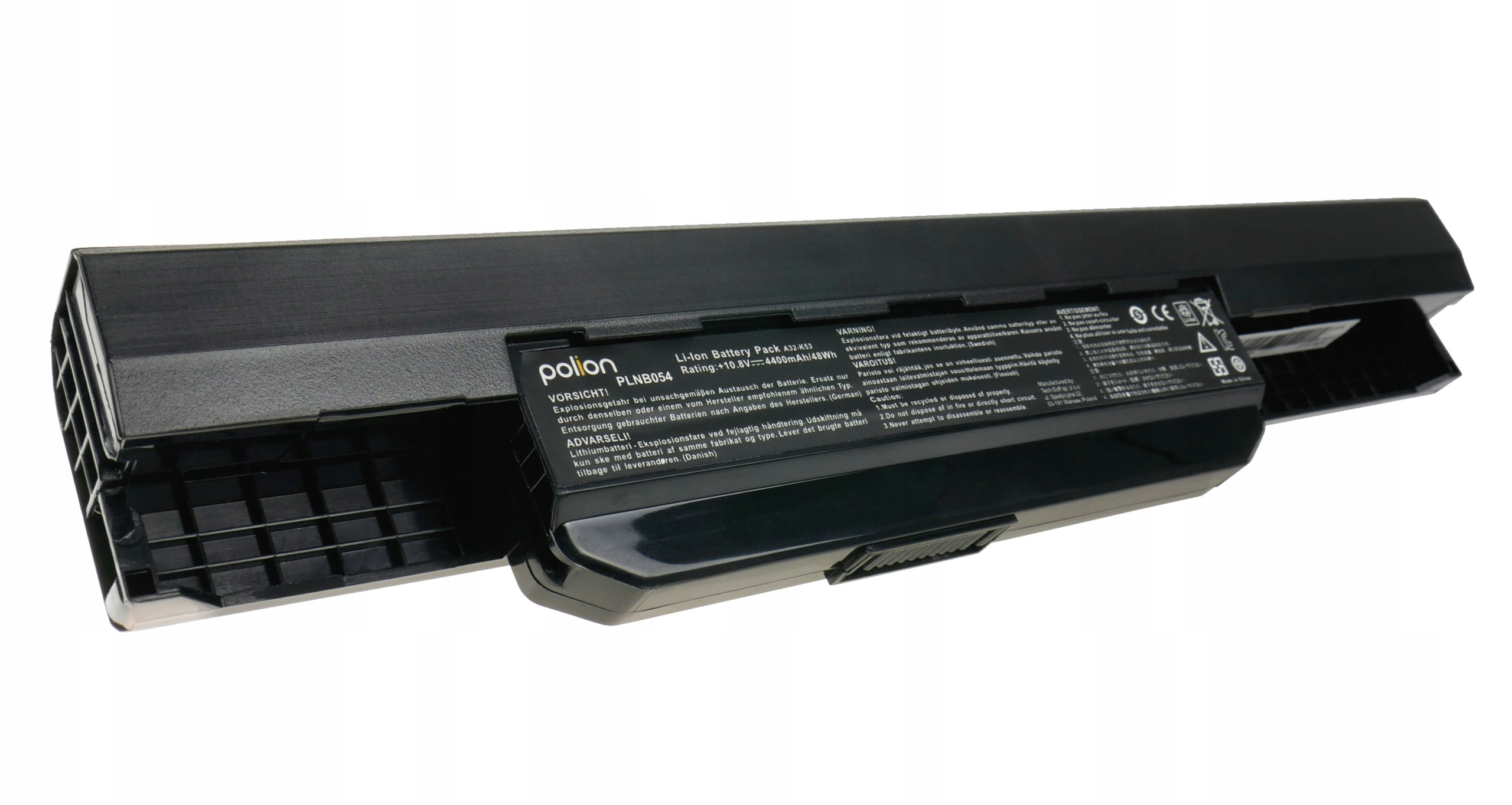 Czarny akumulator Polion do laptopa, model PLNB054, 10.8V, 4400mAh.