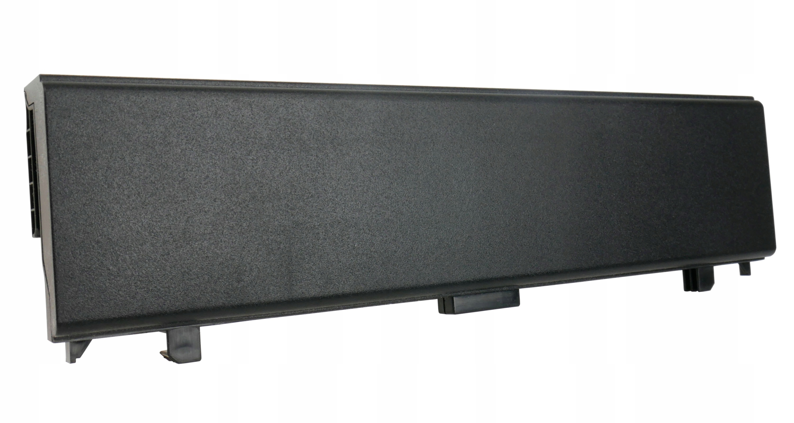 Czarna obudowa baterii laptopa z otworami wentylacyjnymi z boku.