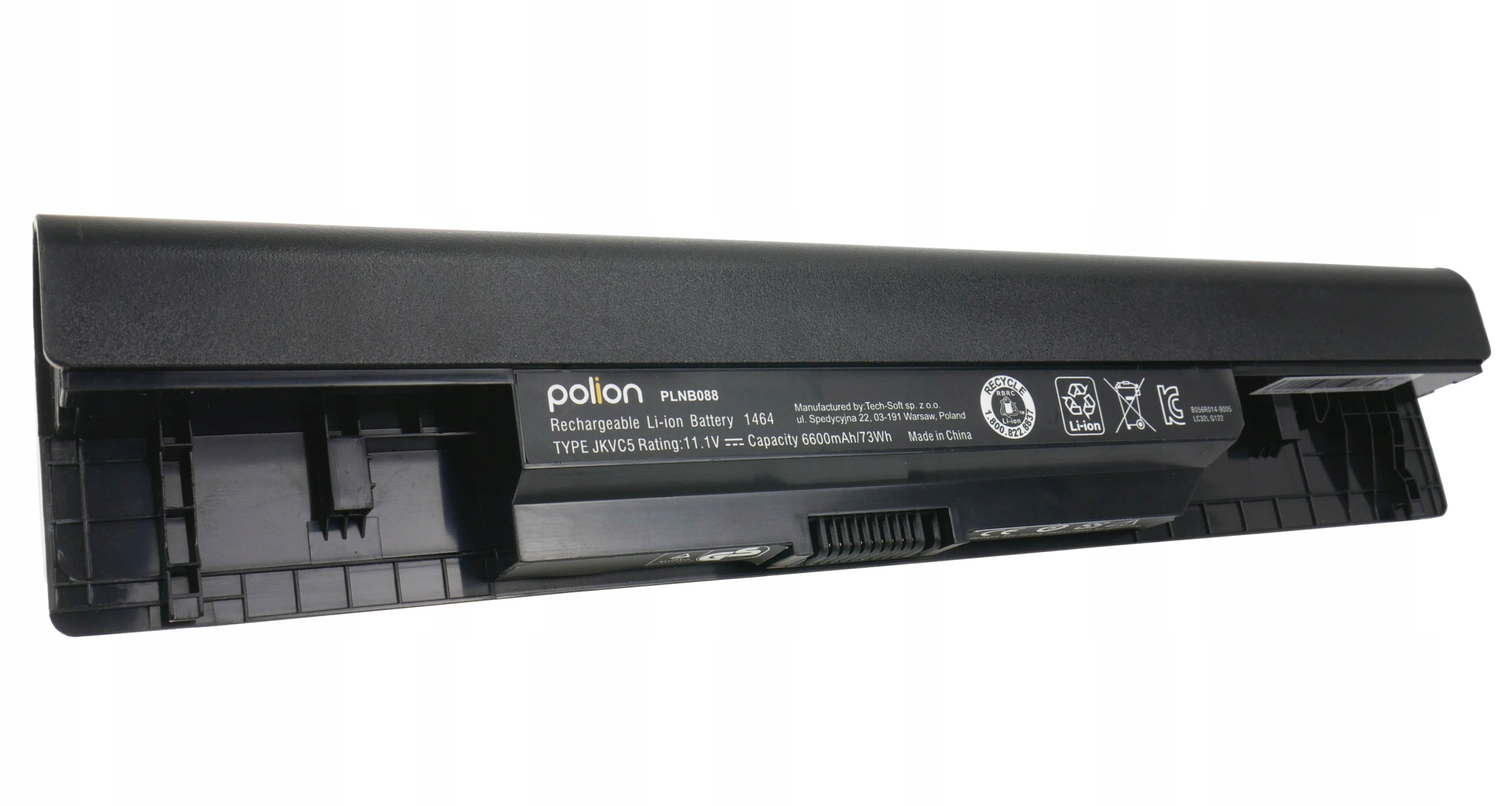 Czarny akumulator Li-ion do laptopa, model PLNB088, 11.1V, 6600mAh.