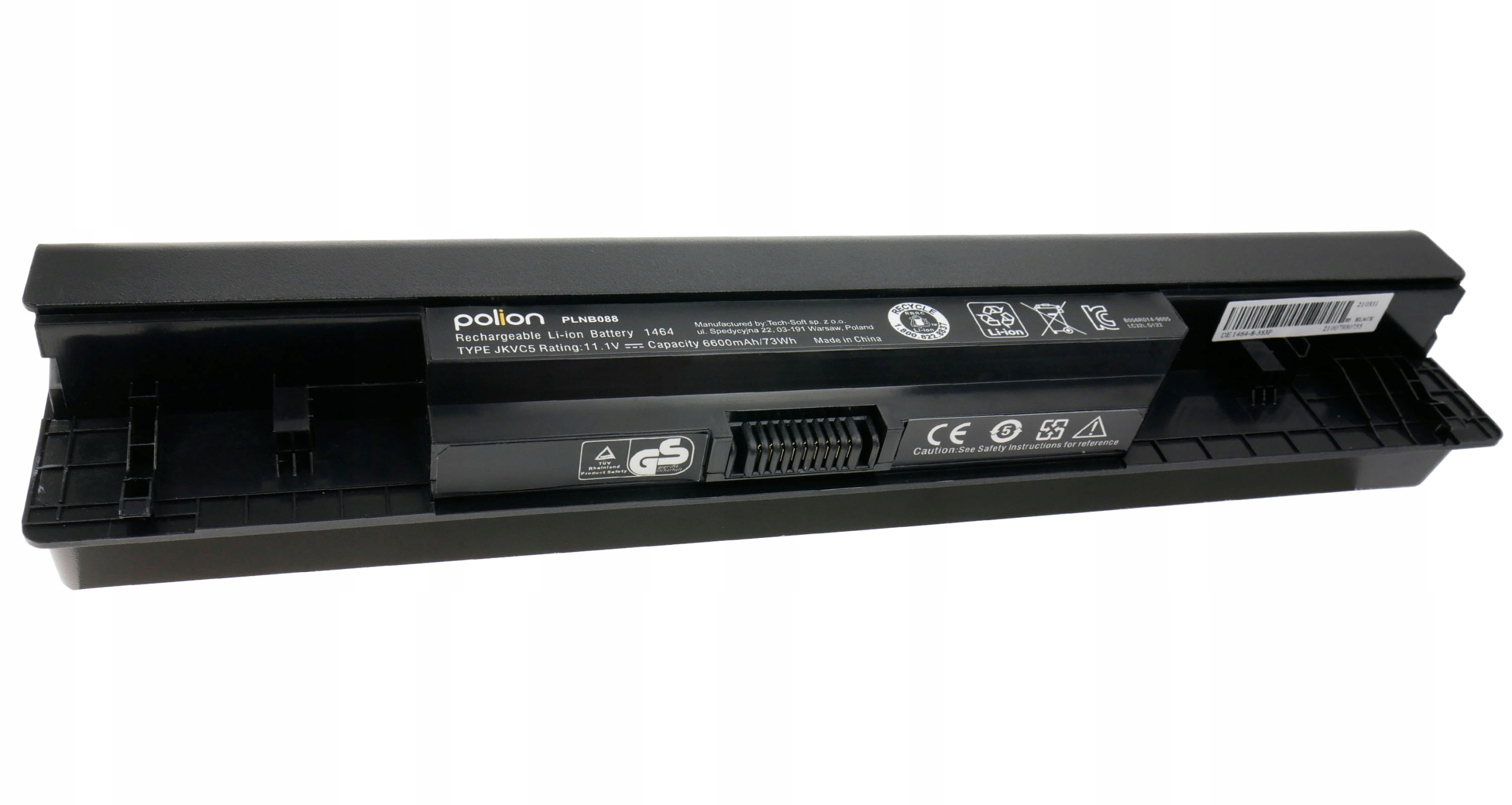 Czarna bateria Polion do laptopa, typ JKVC5, 11.1V, 6600mAh.