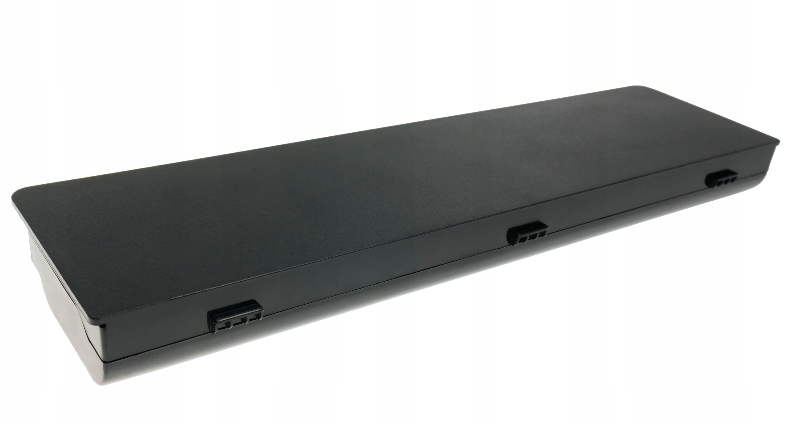 Czarna prostokątna bateria z bocznymi klipsami mocującymi.