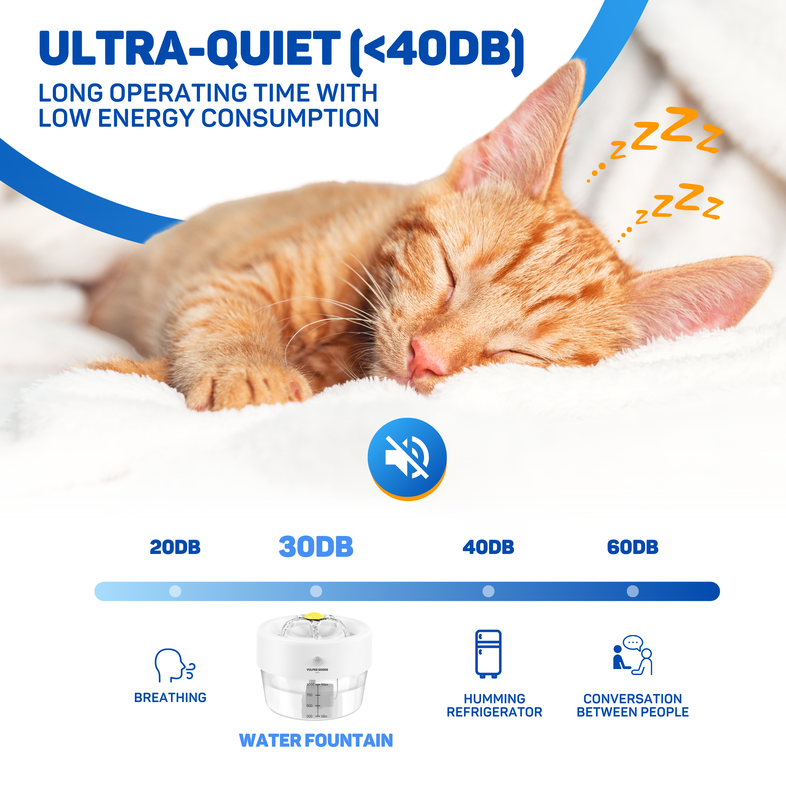Eine Katze schläft auf einer Decke neben einem Wasserspender-Diagramm.
