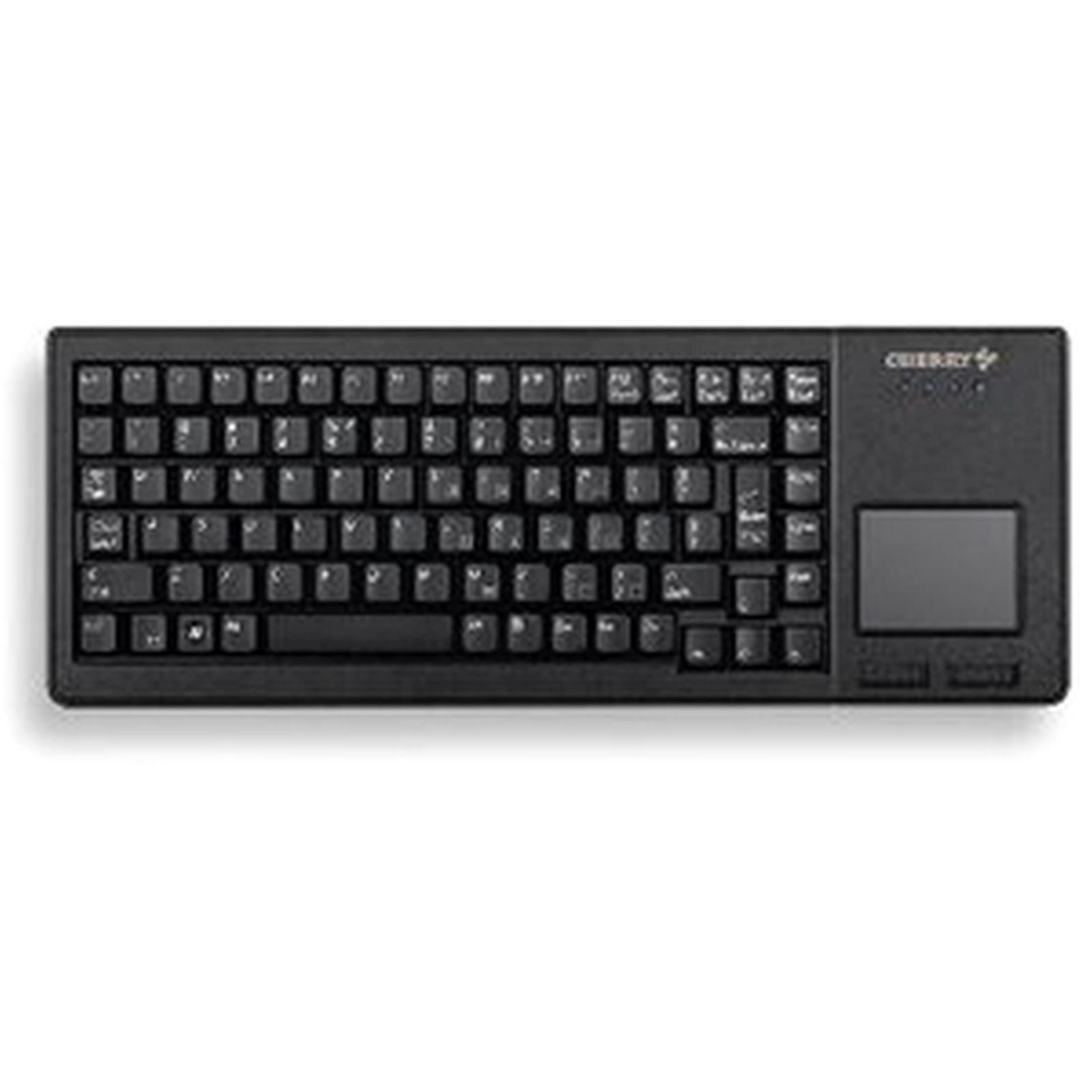 Tastiera nera con touchpad e logo Cherry.