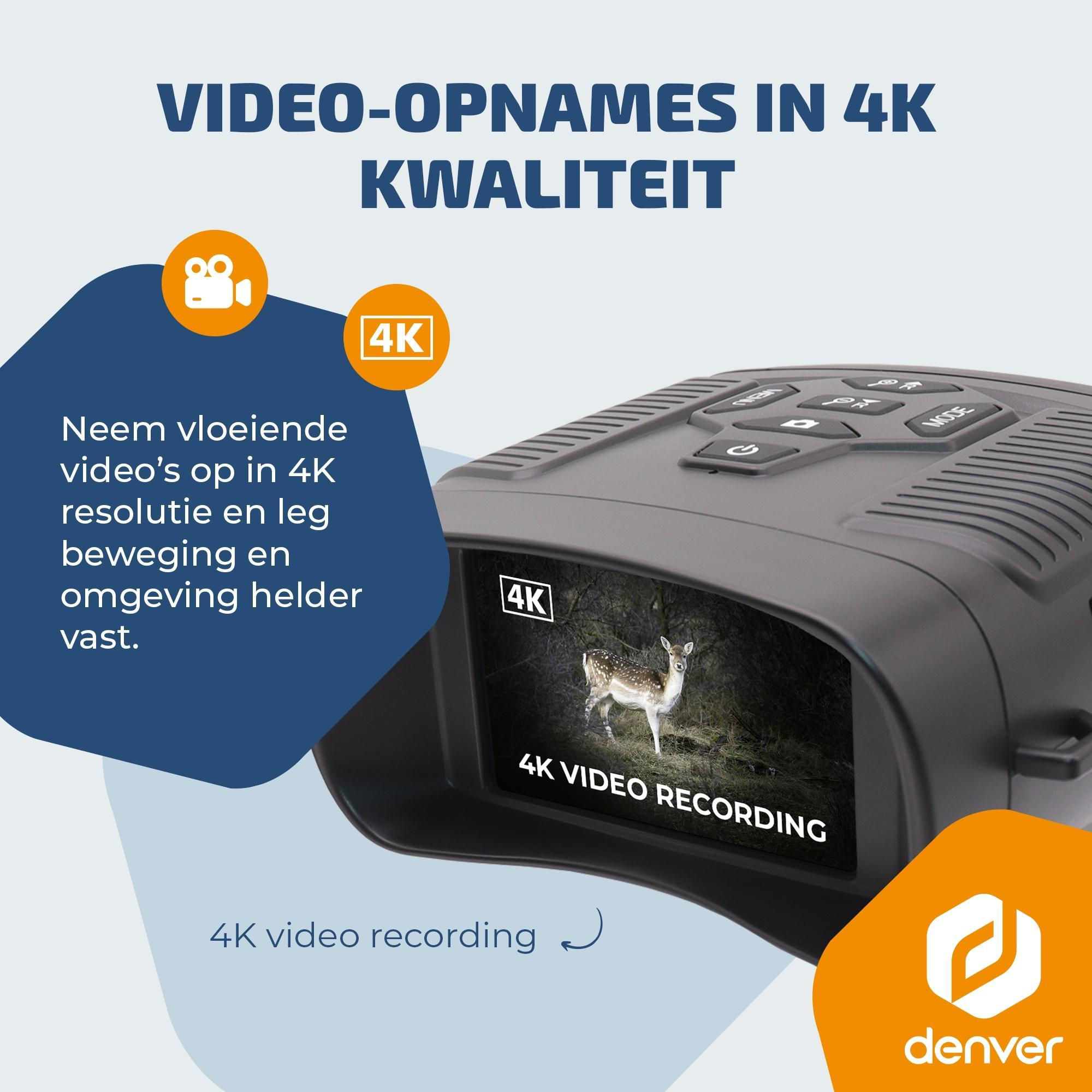 A 4K camcorder showing a deer on screen. Text about 4K video recording.