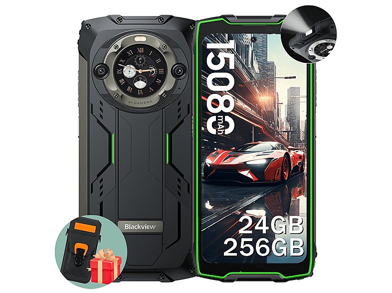 BLACKVIEW BV9300 Pro Mit Ledertasche 256 GB Grün Dual SIM