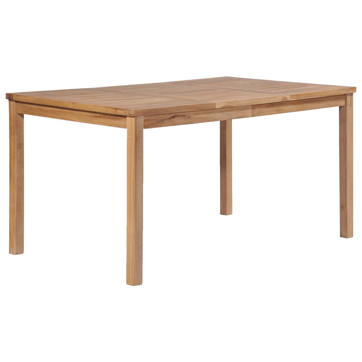 Un tavolo rettangolare in legno con quattro gambe, su sfondo bianco.