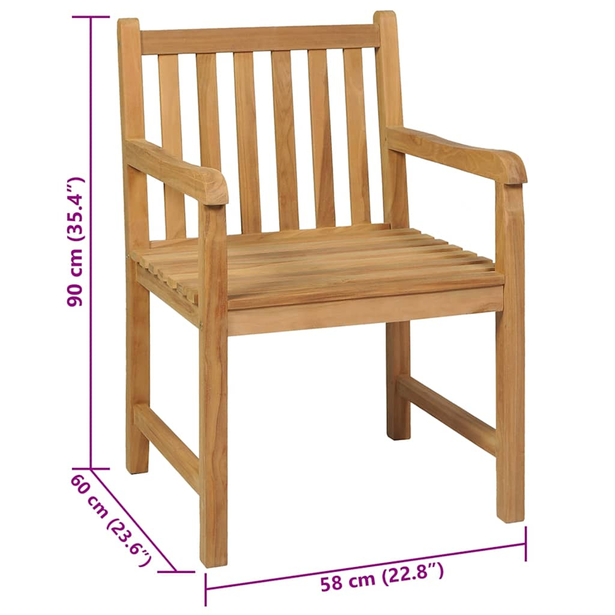 Sedia in legno con braccioli, dimensioni: 90x58x60 cm.