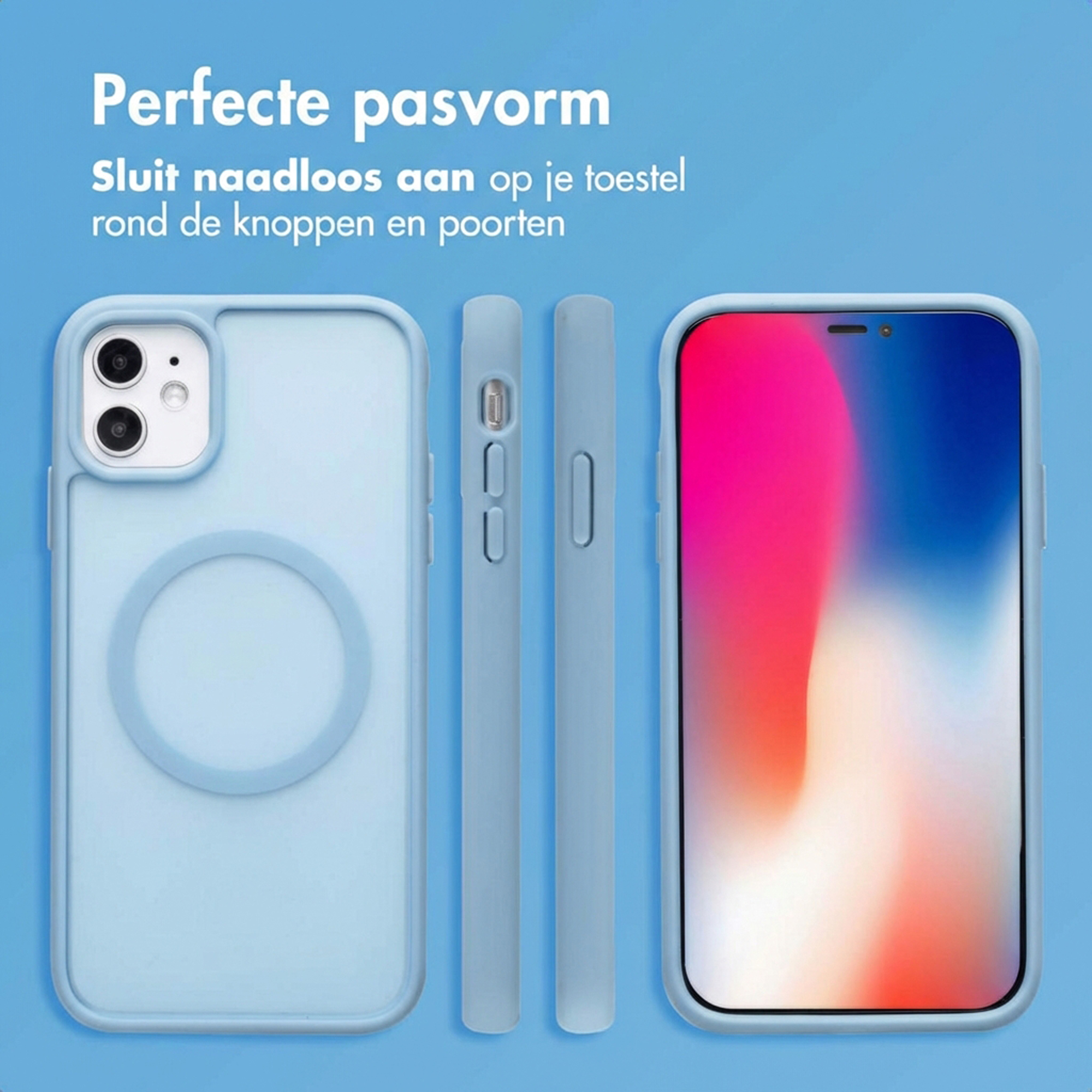Une coque de téléphone bleue avec découpe caméra et téléphone.