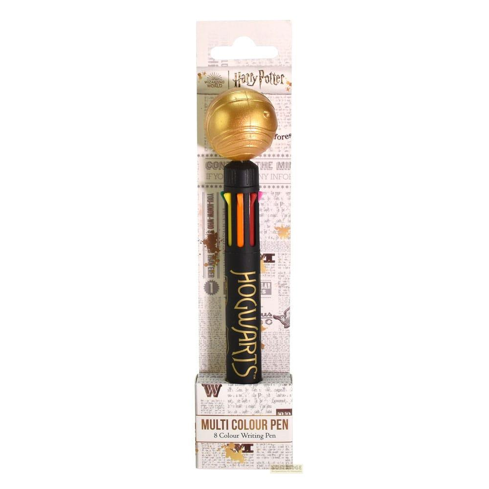 Ein Harry Potter Hogwarts Multi-Color-Stift mit goldenem Schnatz-Aufsatz.