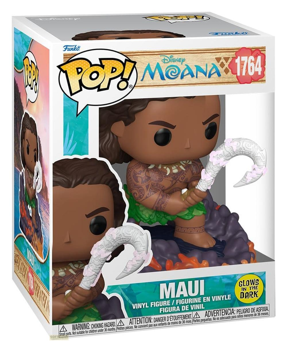 Figura Funko Pop! de Maui de Moana de Disney, brilla en la oscuridad.