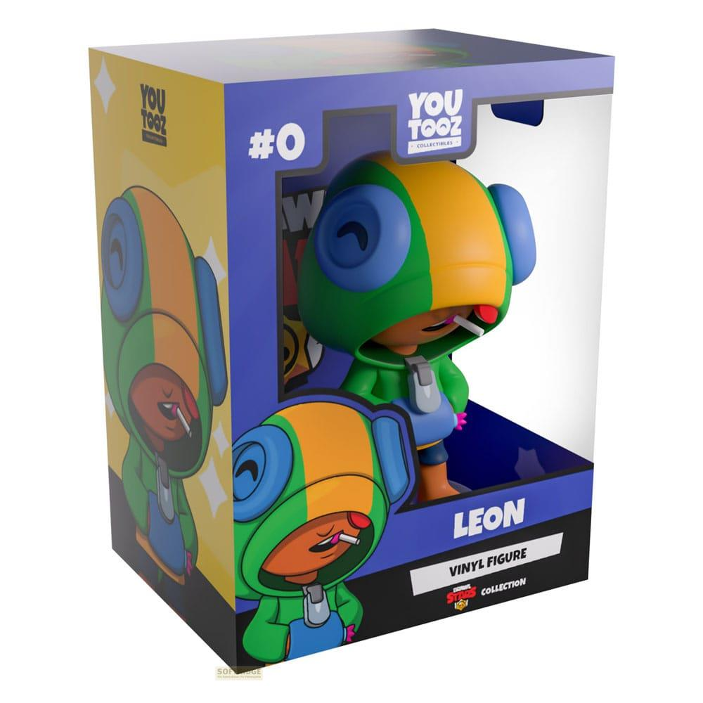 Eine Leon-Vinylfigur in einer Box mit Charaktergrafik und dem Schriftzug „You Tooz“.