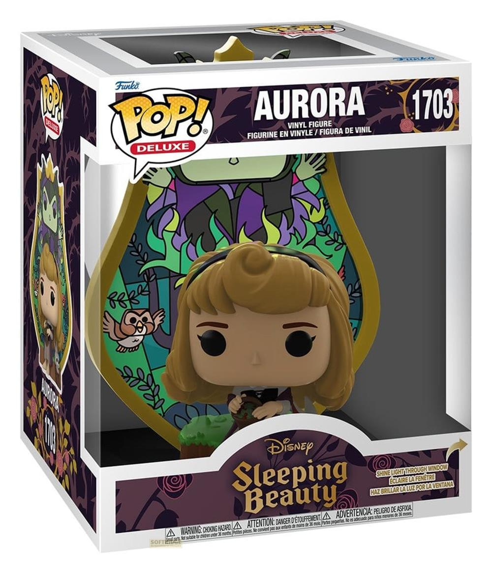 Funko Pop Deluxe Aurora Vinyl Figur aus Dornröschen in einer Schachtel.