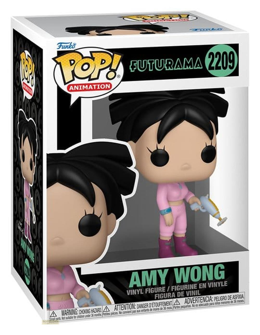 Funko Pop! Figur von Amy Wong aus Futurama, hält eine Waffe.