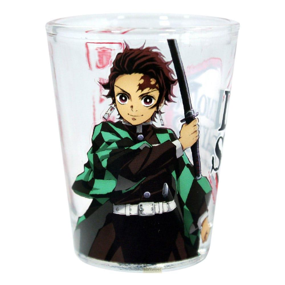 Ein Glas mit Anime-Figur Tanjiro Kamado, der ein Schwert hält.