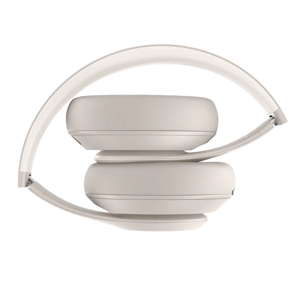 Zbliżenie na złożone białe słuchawki.