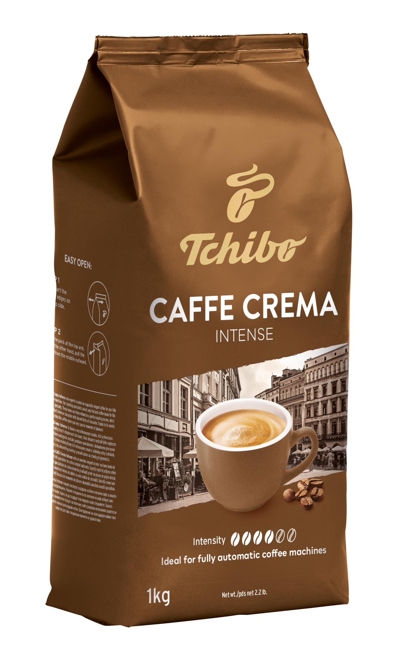 Sacchetto di caffè Tchibo Caffè Crema Intense con tazza e chicchi