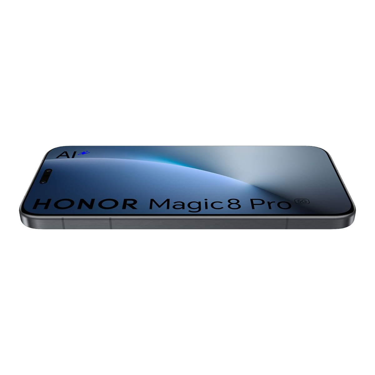 Smartfon Honor Magic 8 Pro z ikoną AI i logo 5G na ekranie.