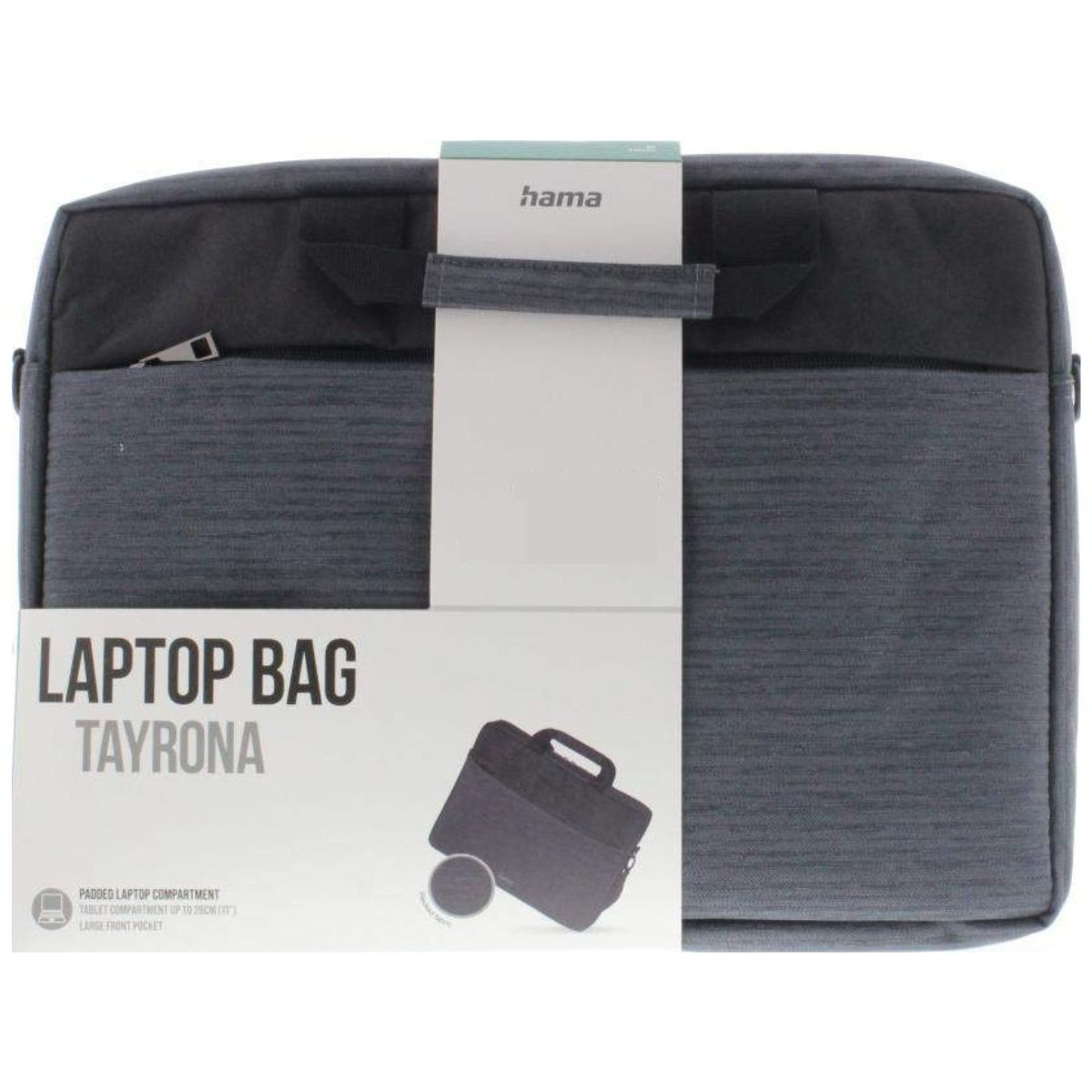Szara torba na laptopa z uchwytem i logo Hama.