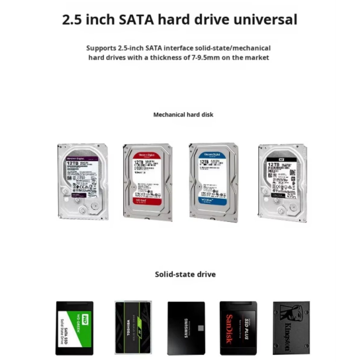 Vier mechanische Festplatten und vier SSDs.