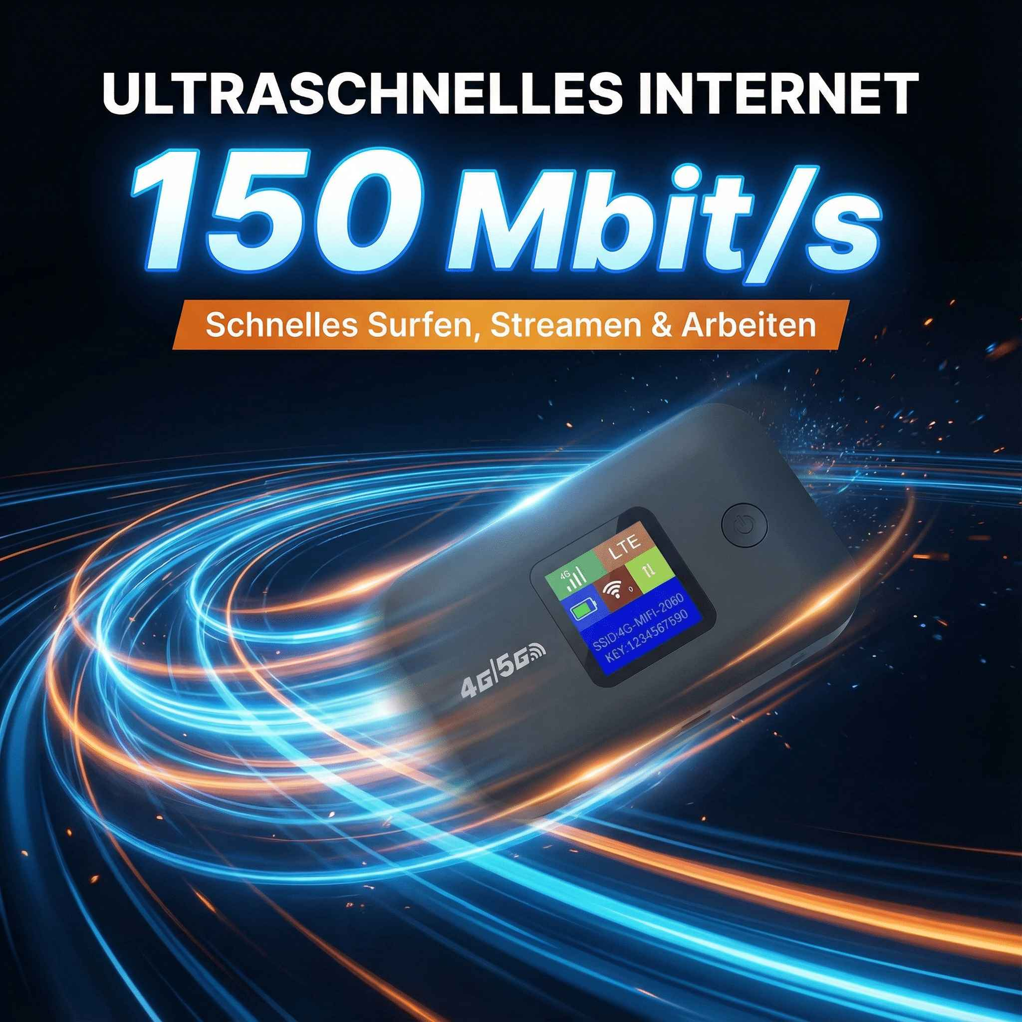 Ein 4G/5G Mobile Hotspot mit 150 Mbit/s für schnelles Internet.