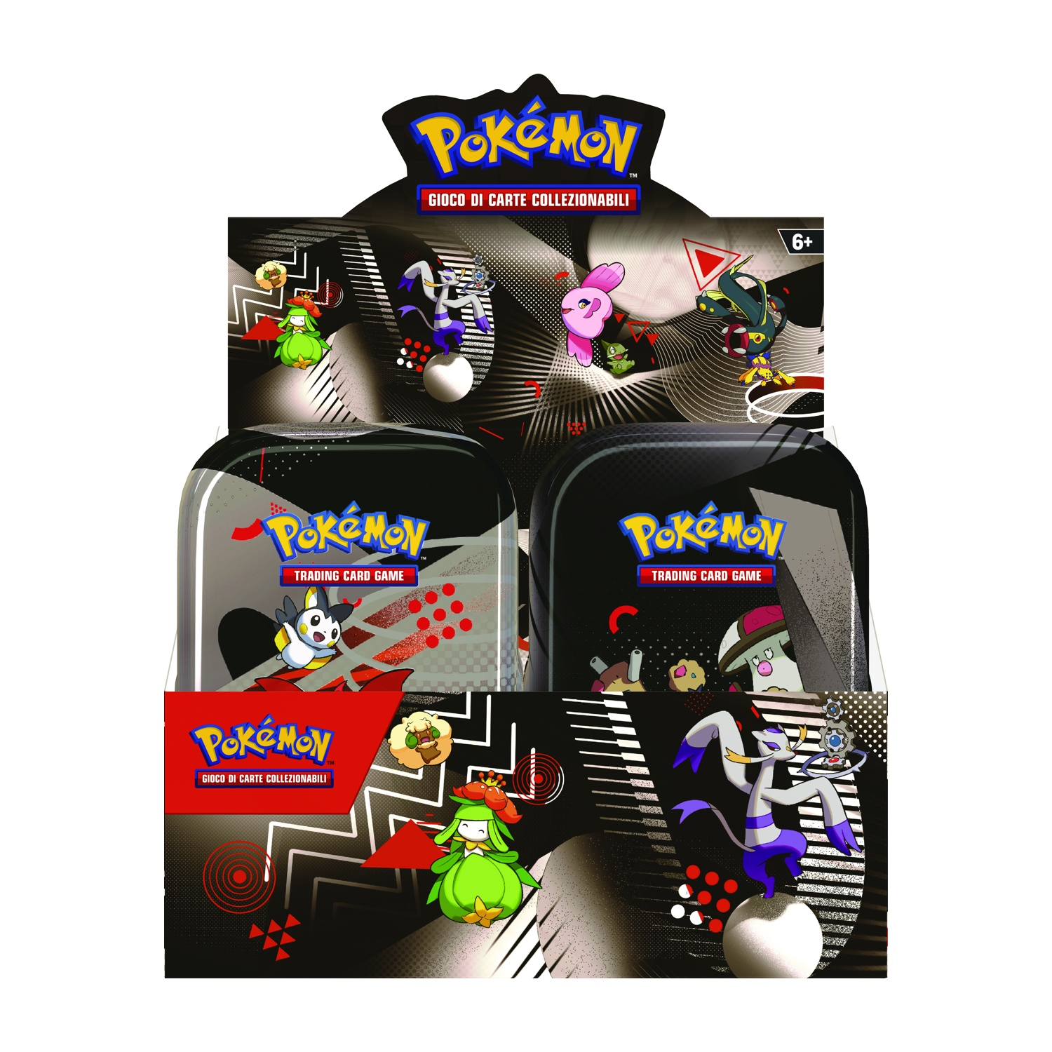 Pokémon Sammelkarten-Spiel-Box mit verschiedenen Pokémon-Charakteren.