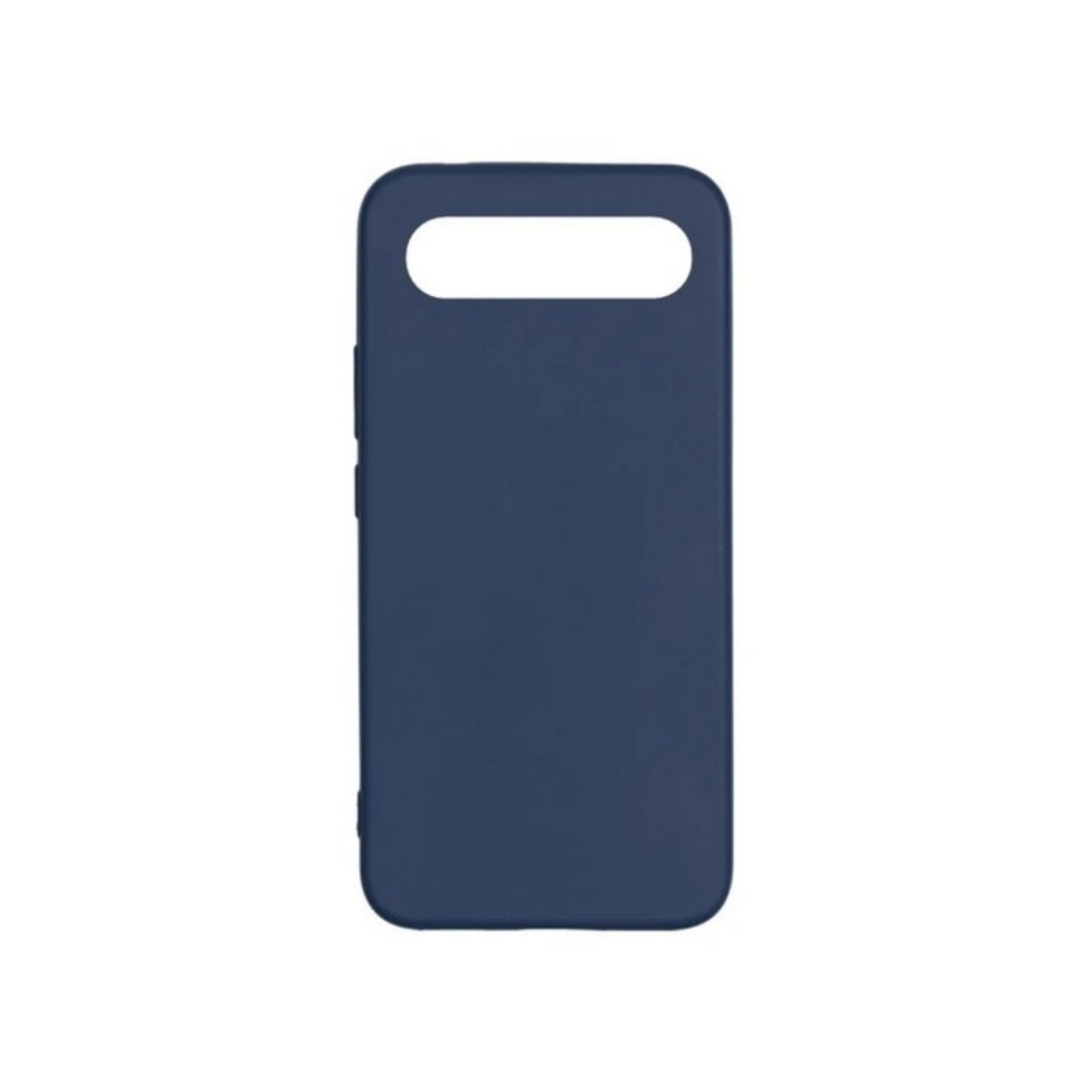 Üstte kesiği olan koyu mavi telefon kılıfı.