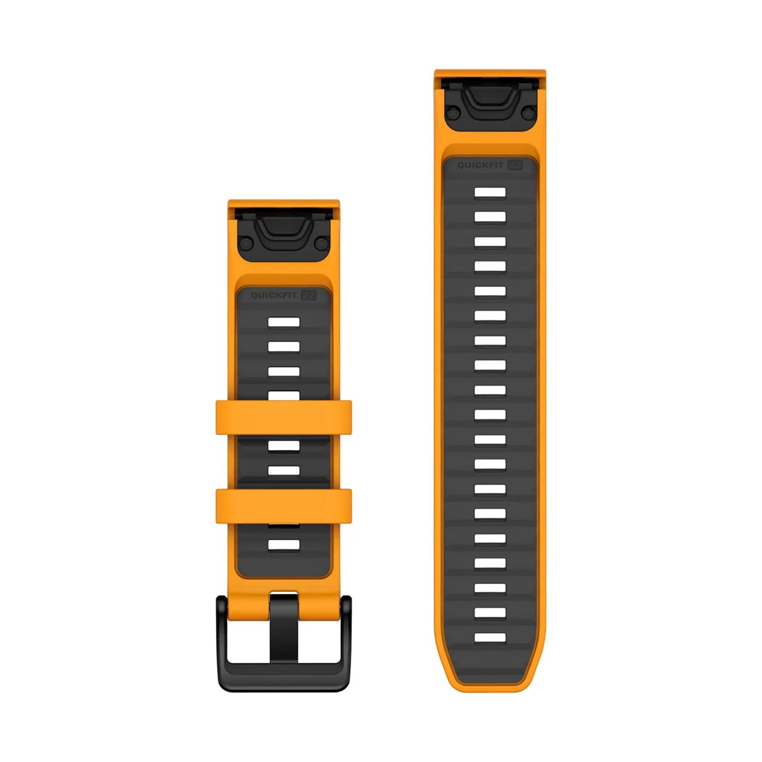 Orange Uhrenarmband mit schwarzer Schnalle und Rillen, Quickfit 22.