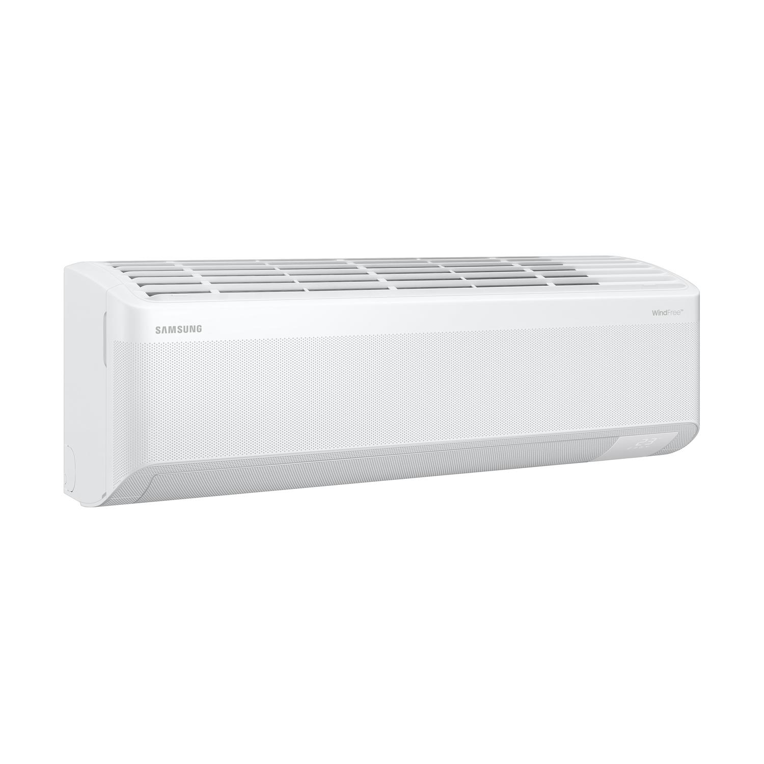 Un'unit interna del condizionatore Samsung WindFree bianca a parete.