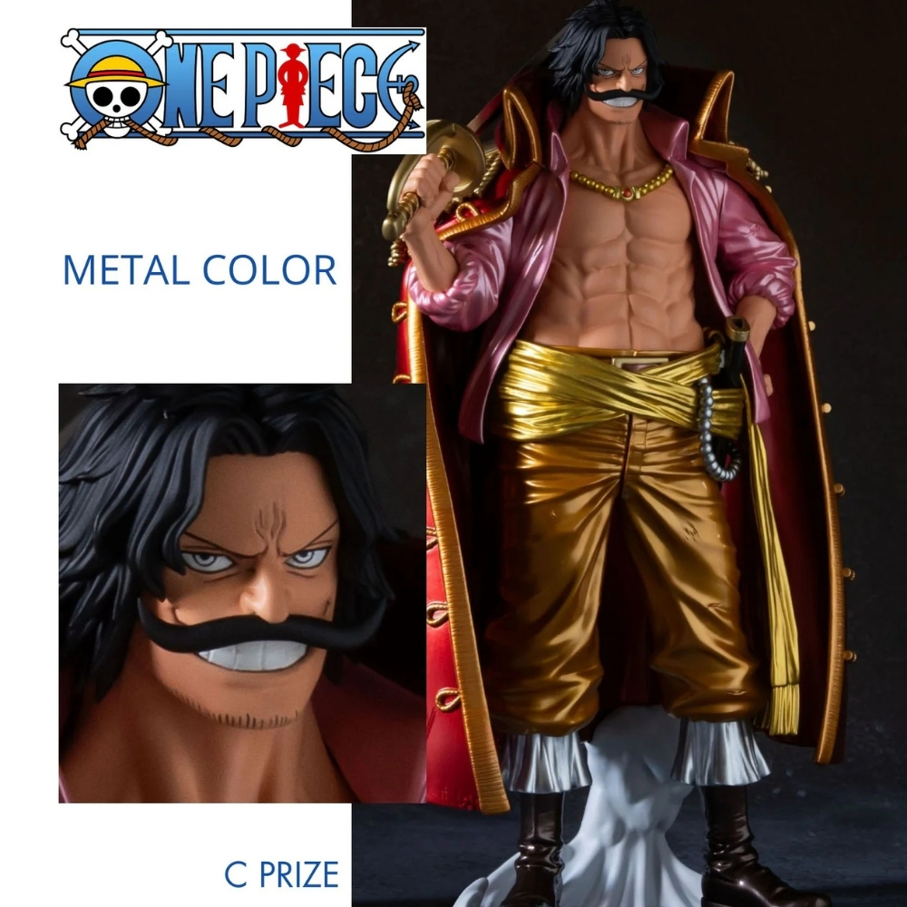 Figura de Gol D. Roger de One Piece con bigote, en atuendo brillante.