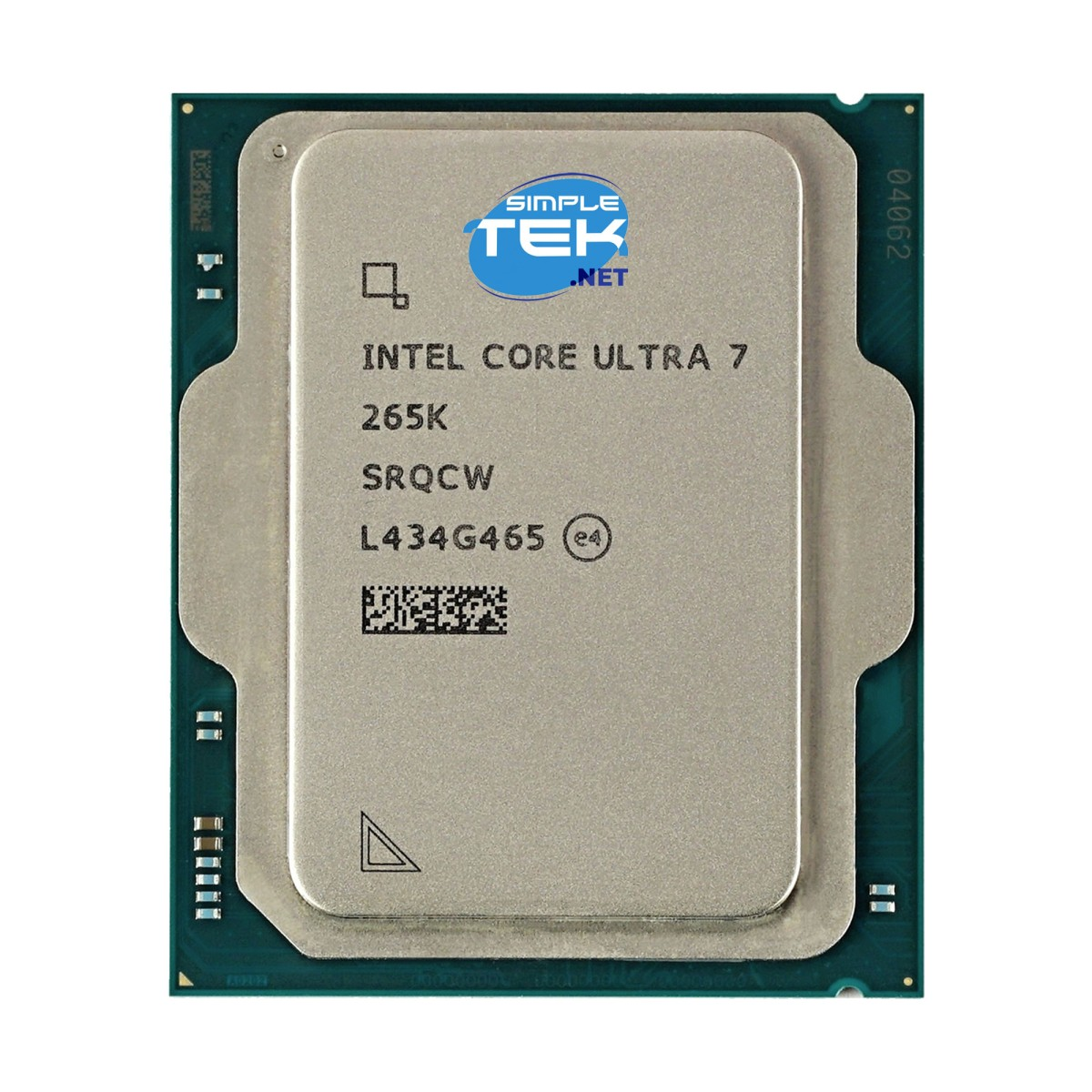 Procesor Intel Core Ultra 7 z logo "SimpleTek.net" i kodem QR.