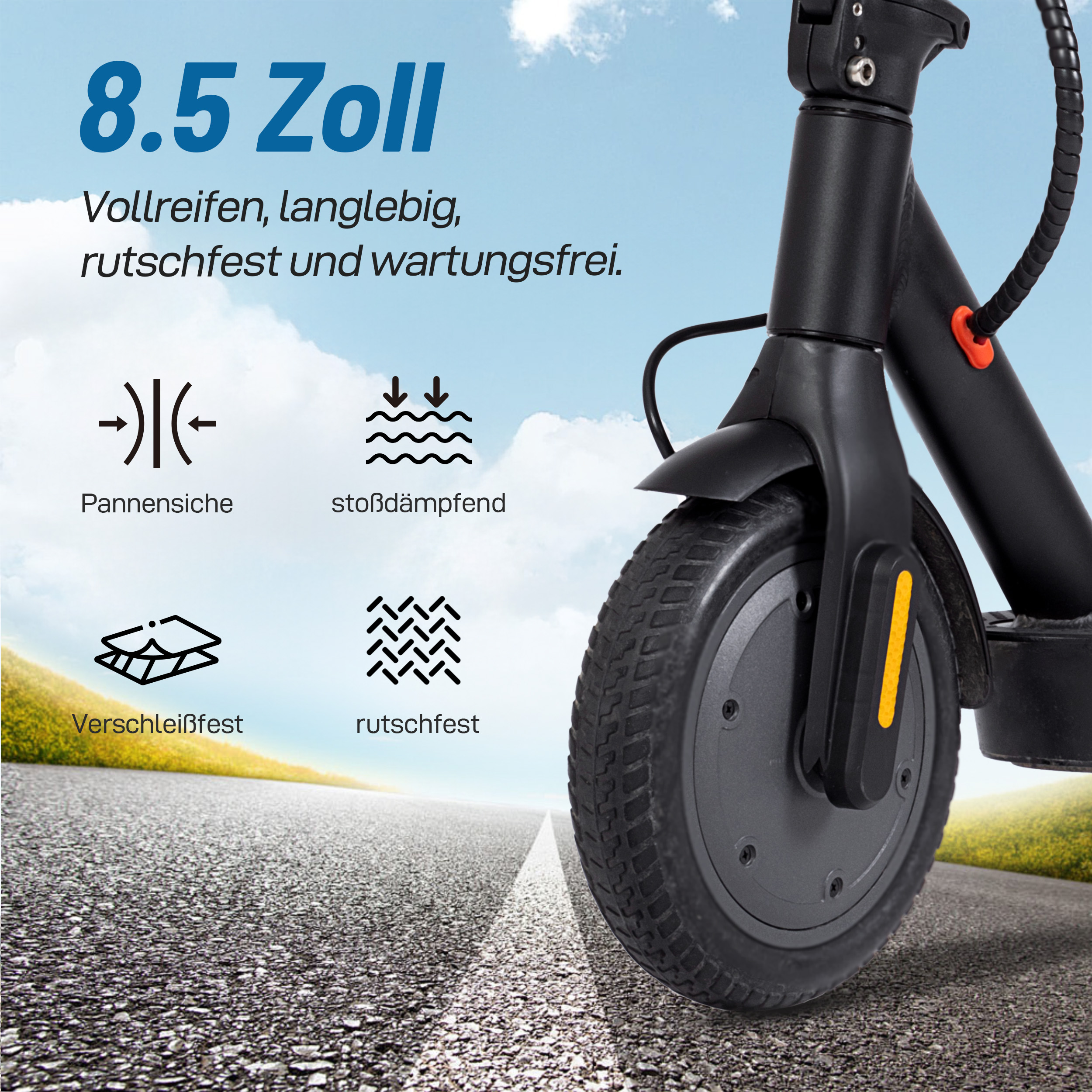 8.5 Zoll E-Scooter Reifen mit Pannenschutz, stoßdämpfend, verschleißfest.