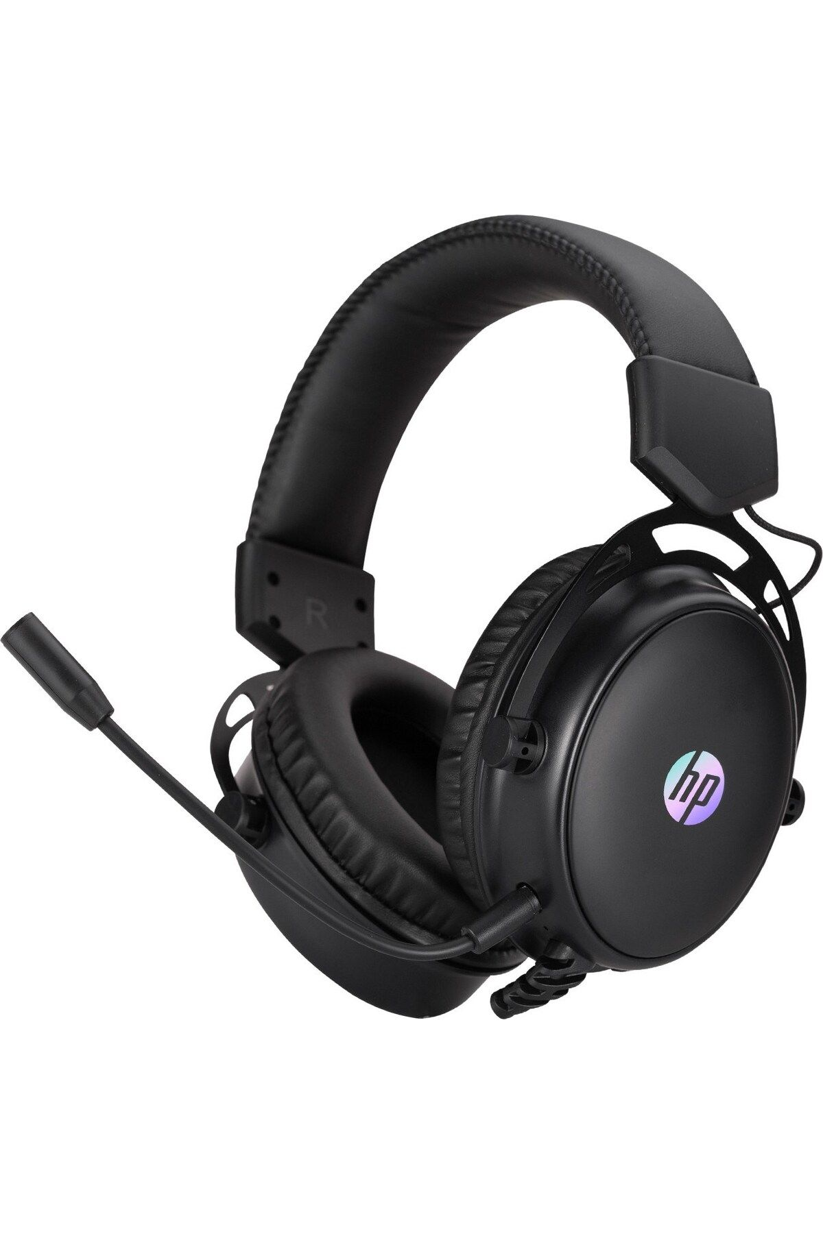 Cuffie da gaming HP nere con microfono e padiglioni imbottiti.