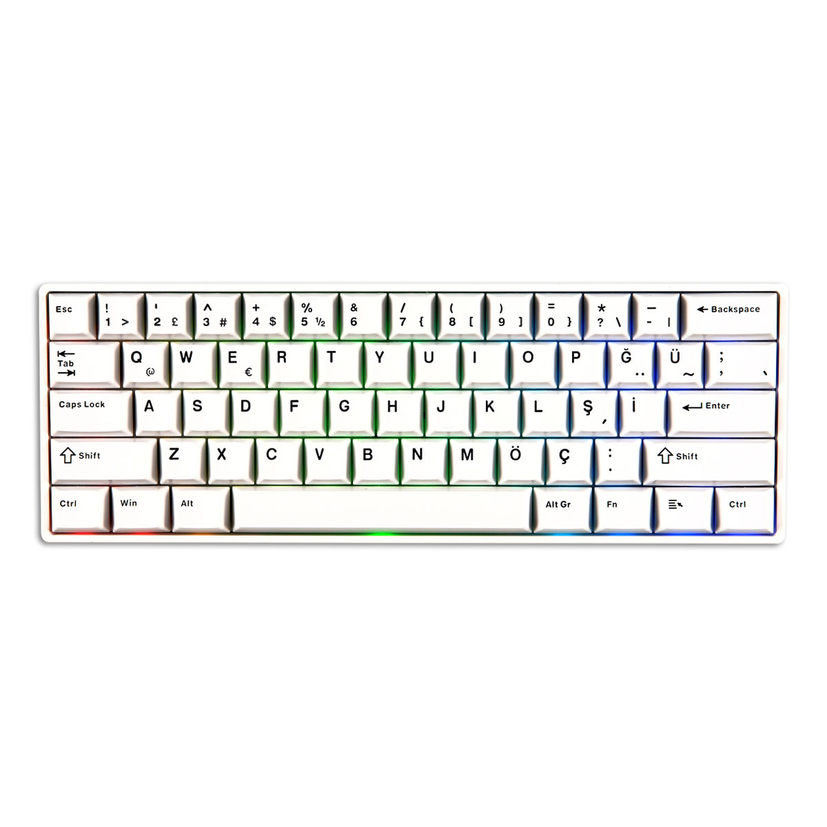 AKKO MONSGEEK FUN60 Pro White Hall Effect Glare Manyetik Switch 8K Hz ARGB Hotswap Türkçe M Bluetooth Gaming Klavye Beyaz
