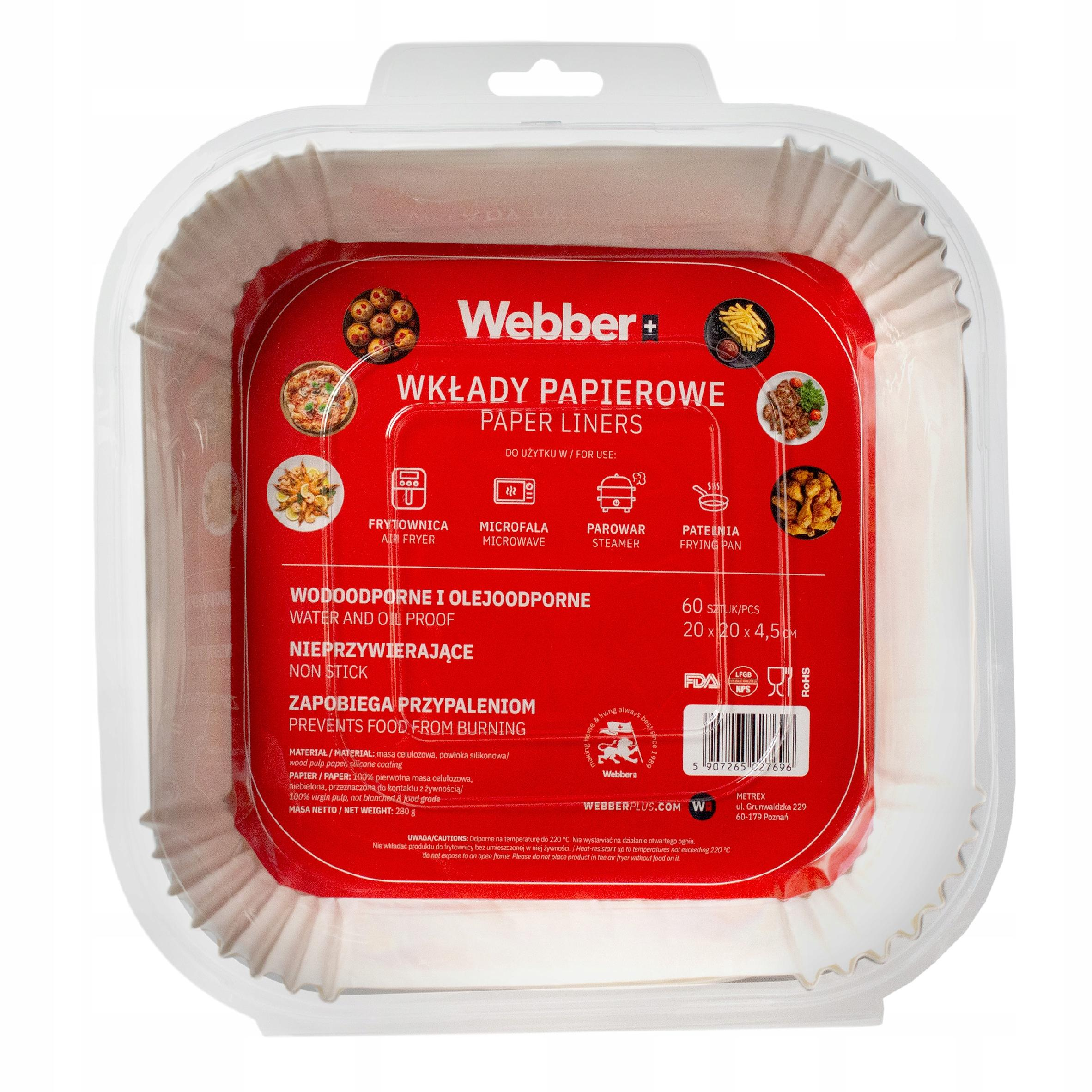Opakowanie 60 sztuk papierowych wkładek do frytownicy, wodoodporne i olejoodporne.