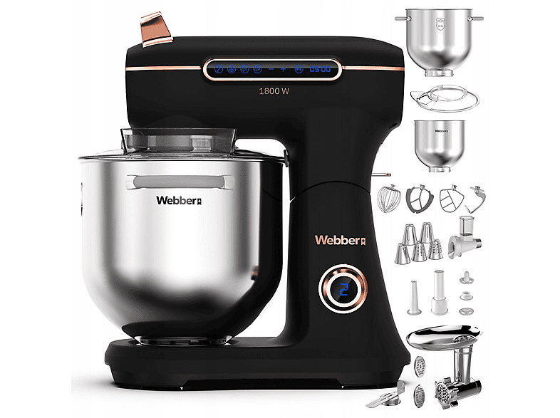 WEBBER XEF900 Küchenmaschine Schwarz (Rührschüsselkapazität: 7 l, 1800 Watt)
