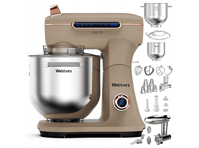 WEBBER XEF900 Küchenmaschine Beige (Rührschüsselkapazität: 7 l, 1800 Watt)