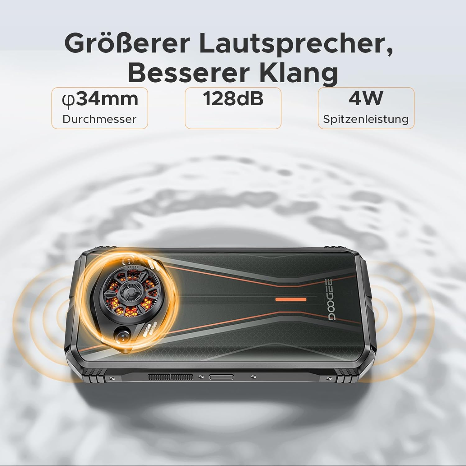 Ein Smartphone mit größerem Lautsprecher und 4W Spitzenleistung.