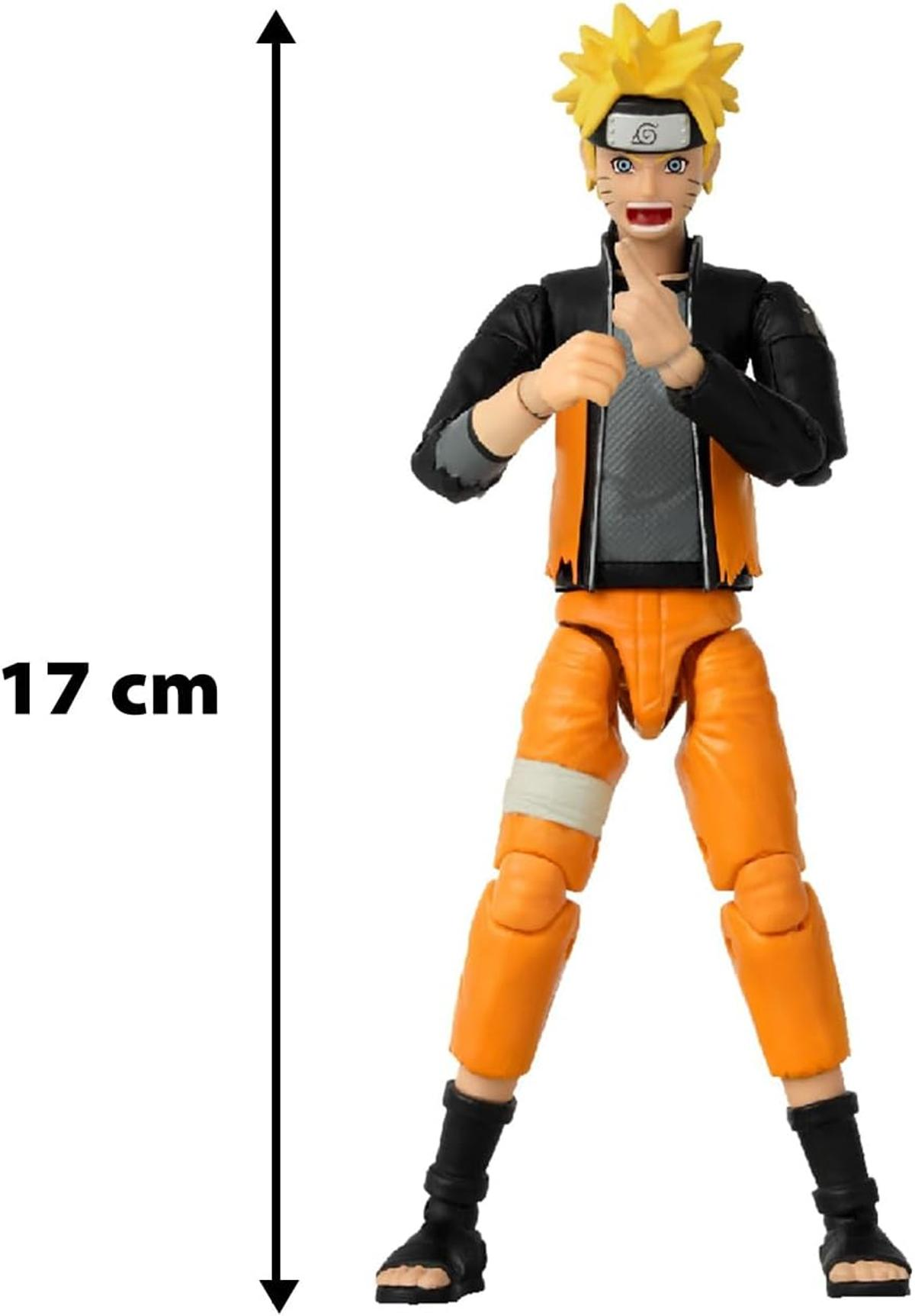 Eine Actionfigur von Naruto Uzumaki in seinem typischen orangefarbenen Outfit.