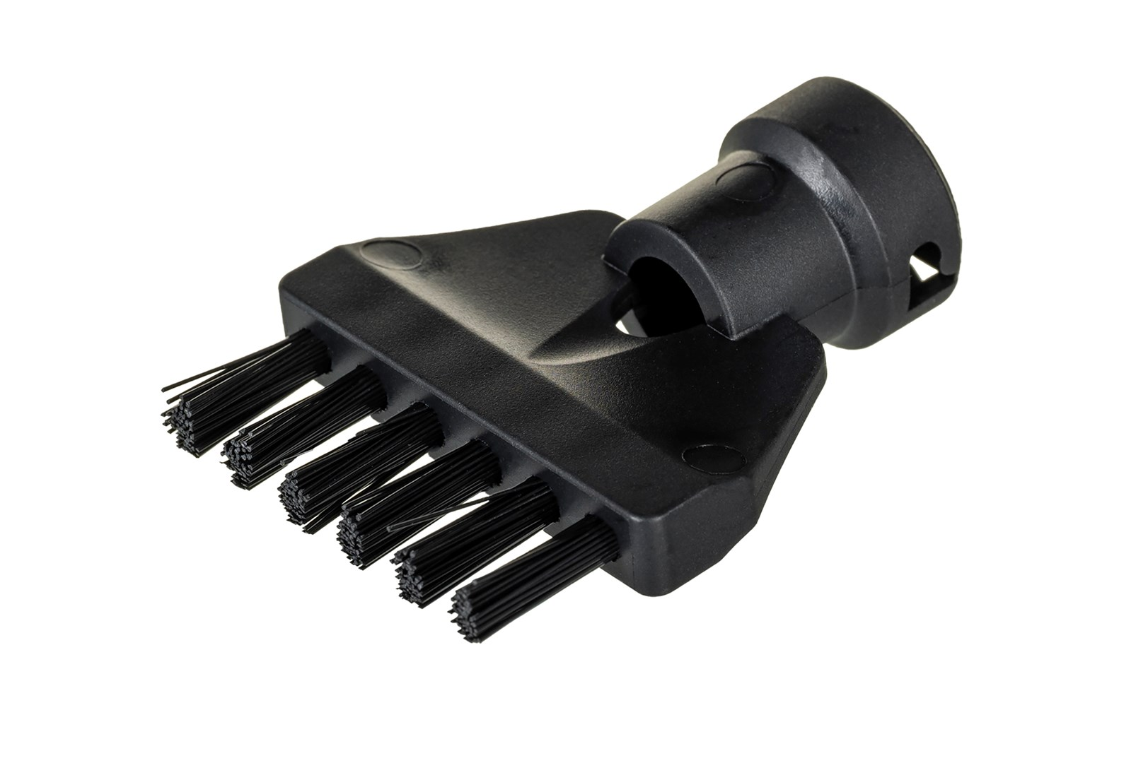 Accesorio negro para aspiradora con múltiples cerdas de cepillo.