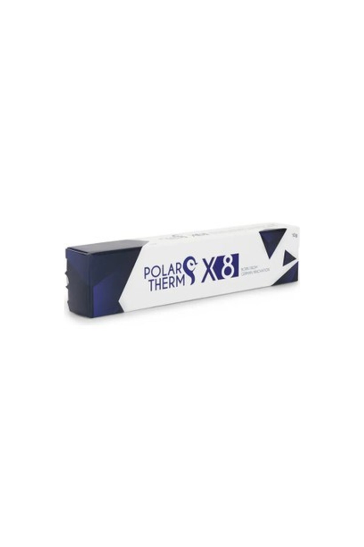 Mavi 'POLAR THERM X8' yazılı ve geometrik desenli beyaz kutu.