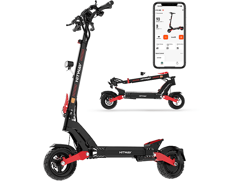 HITWAY H11 Trottinette Électrique Adulte 2 * 1600W - Autonomie 110KM, Batterie 52V 23.4Ah - Scooter Tout-Terrain 10 Pouces Tubeless - Double Suspension, Max 120kg - Pliable - APP et NFC