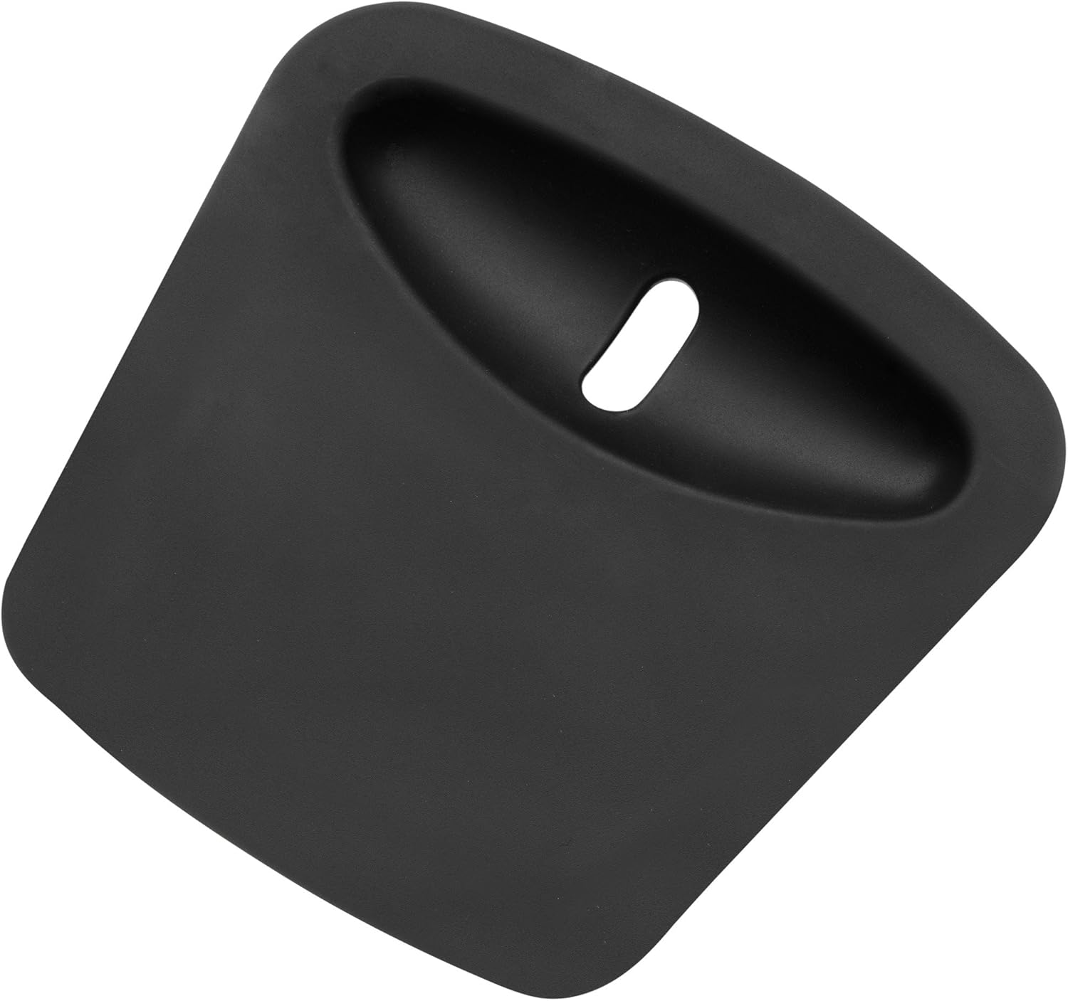 Czarna łopatka z owalnym uchwytem i wąskim otworem.