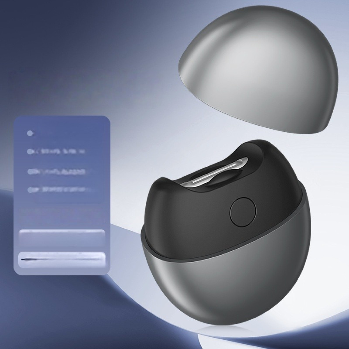 Automatyczna obcinaczka do paznokci czarna i szara ze zdjętą pokrywką.